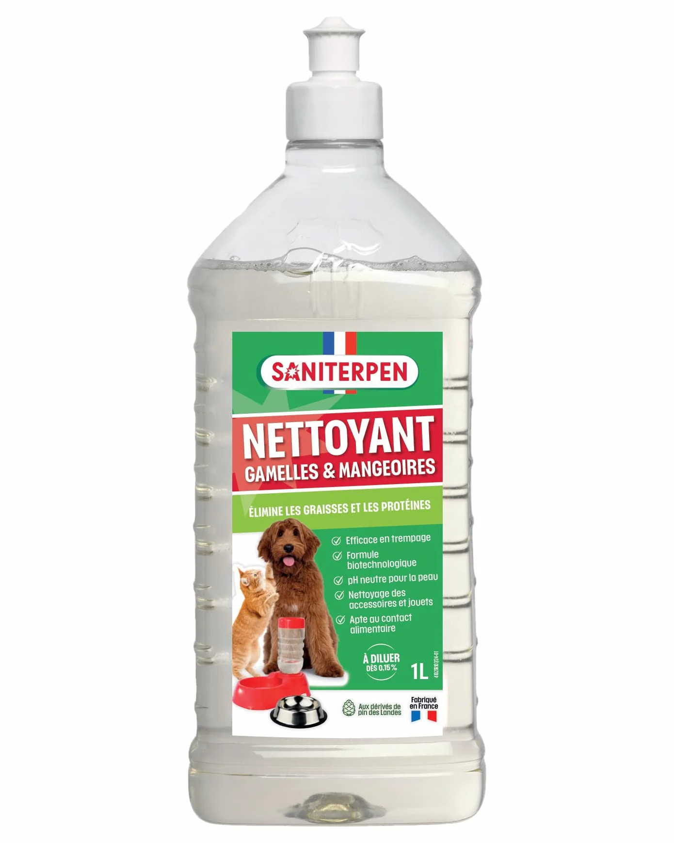 Saniterpen Nettoyant spécial Gamelles & Mangeoires 1L