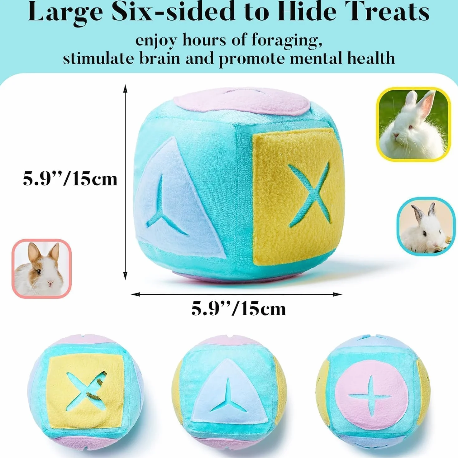 Jouet Fraîcheur Lapin Jeu Nourriture Puzzle Doux Lavable Anti-Ennui Distributeur Friandises Nasales Enrichissement Lapins Intérieur Bleu