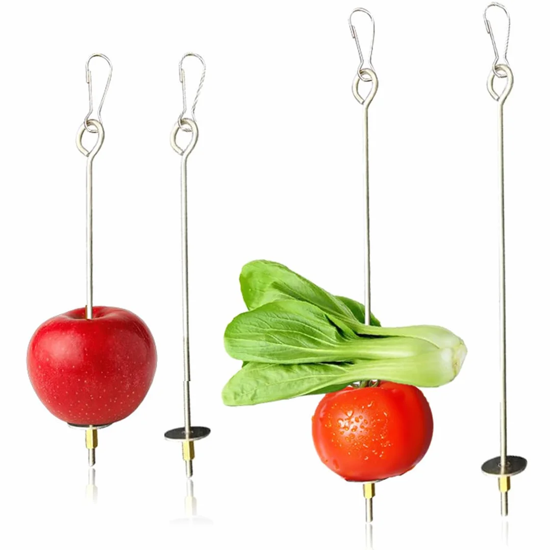 Mangeoire Perroquet en Acier Inoxydable, Jouet Perruche Porte-Fruits 22cm 17cm pour Cage Oiseau