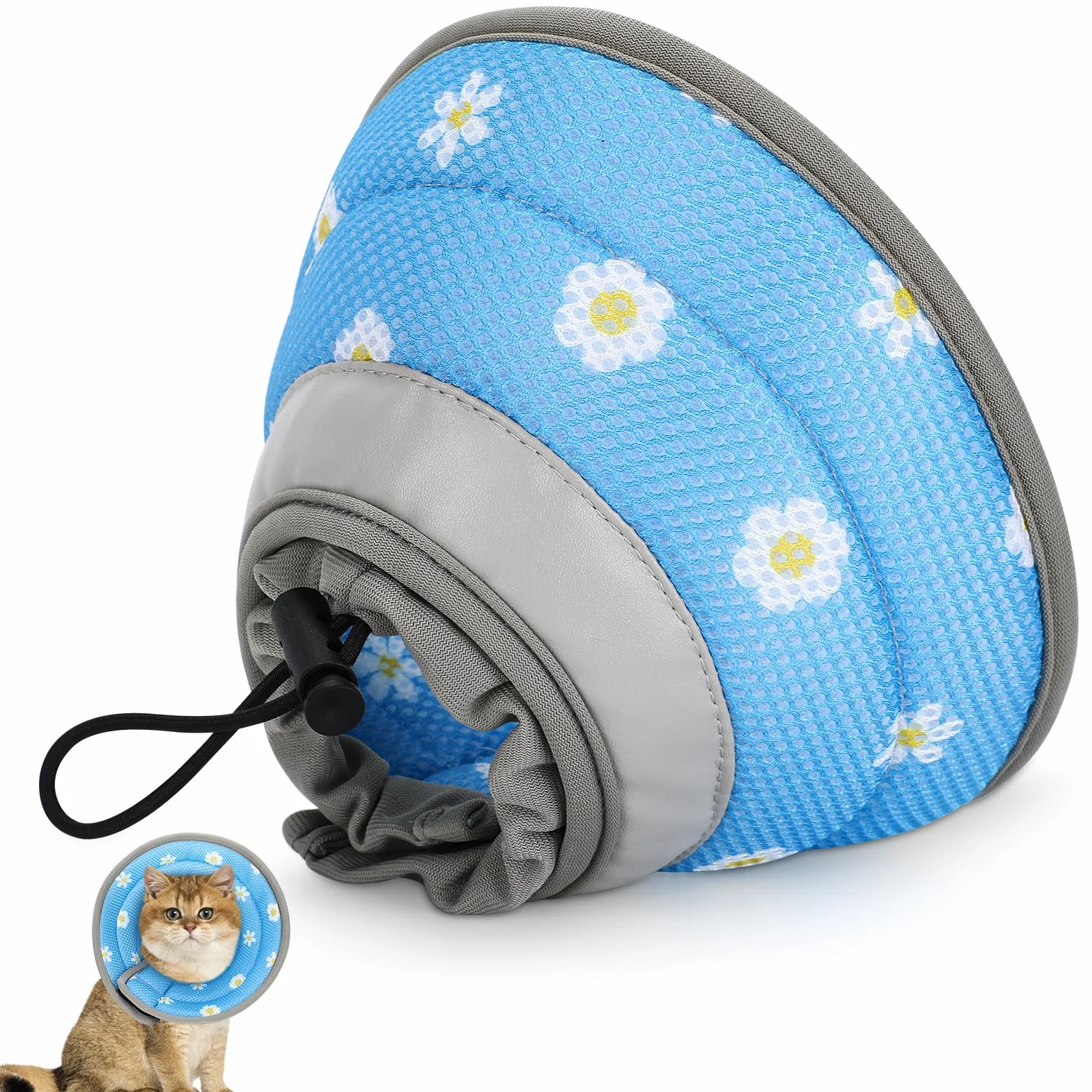 HAPPY HACHI Collerette Anti Lechage Réglable pour Chat Chien Chirurgie Protection Cône Élisabeth Souple Léger