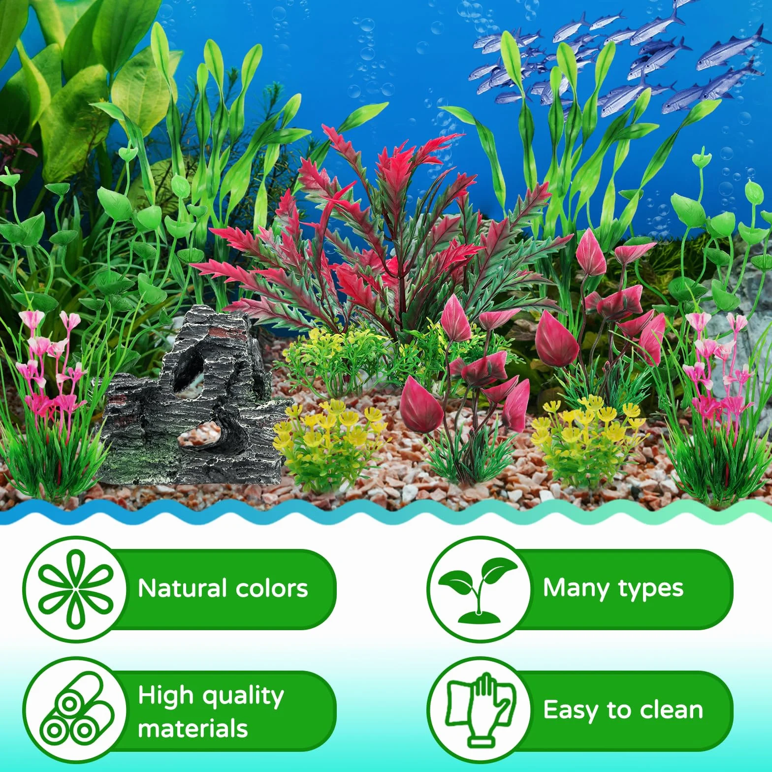 QUOZUO Aquarium Decoration Plante Artificielle 12 Pièces