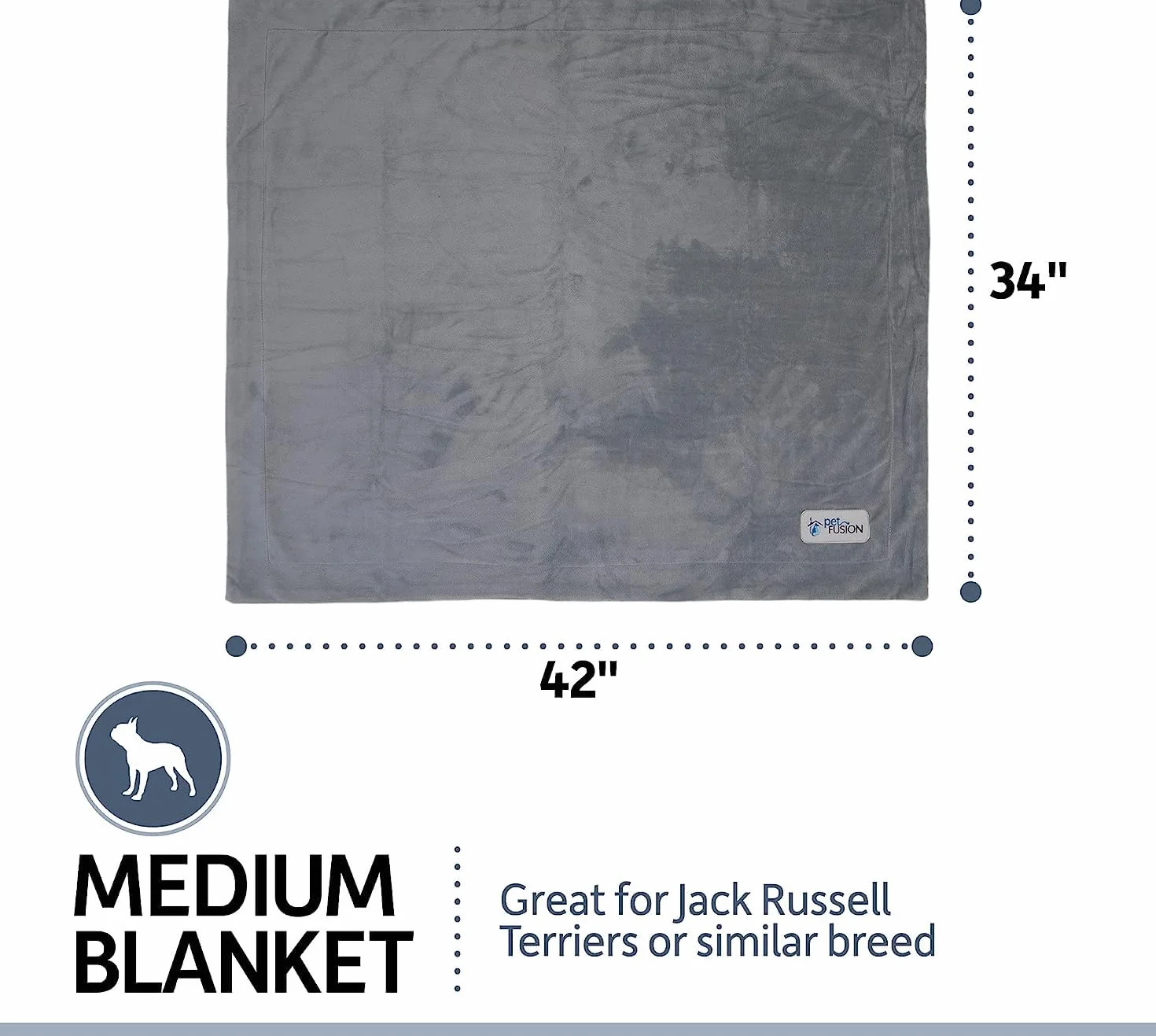 PetFusion Couverture pour Chien Premium 112x86 CM Peluche Micro Gris 100% Polyester