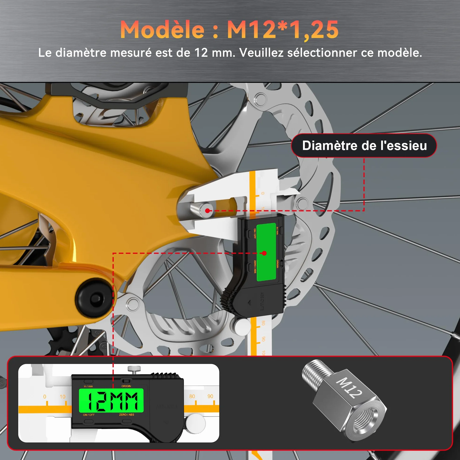Adaptateur D'essieu de Vélo M12 X 1,25 Axe Traversant Connecteur Attelage Remorque Bicyclette
