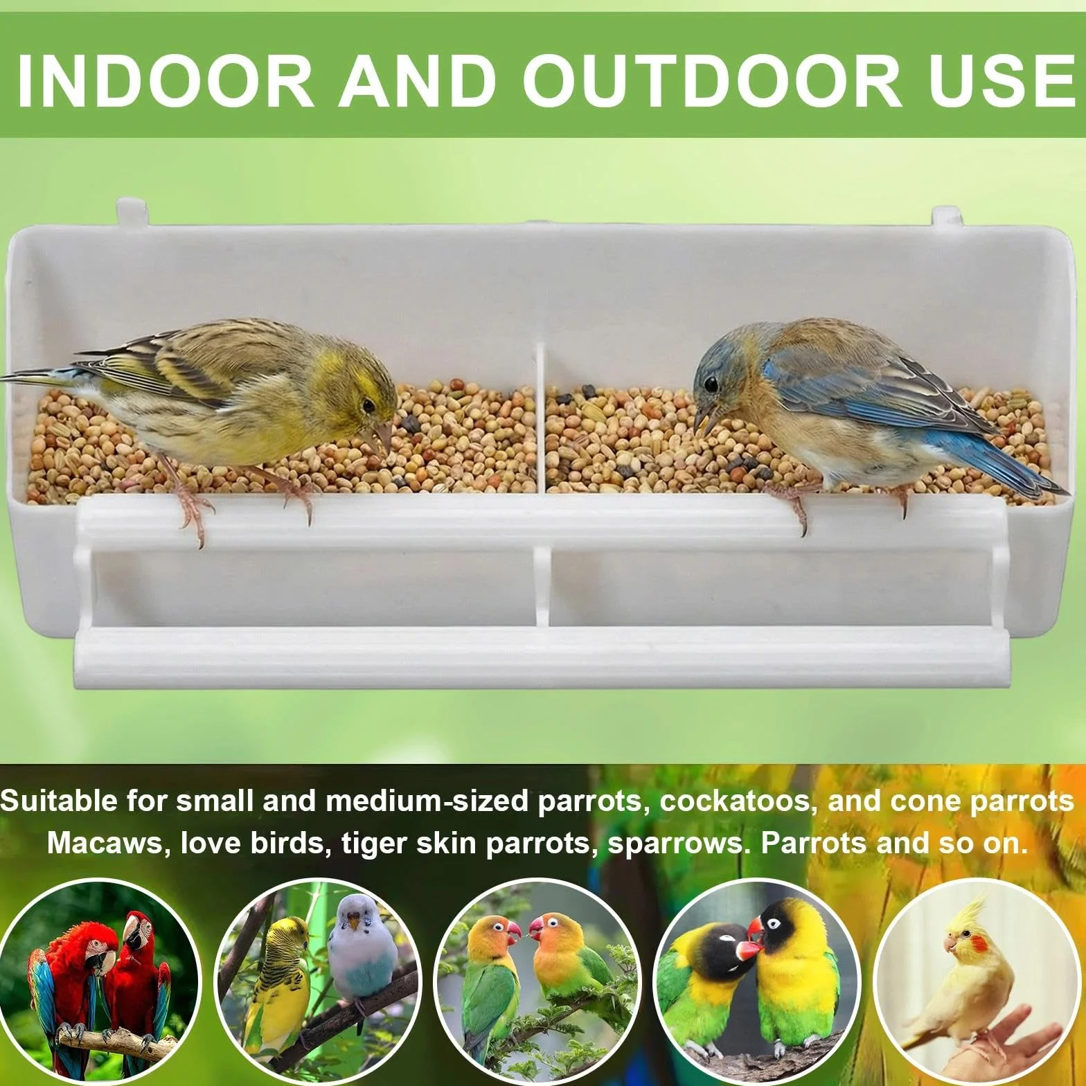 Mangeoire Oiseaux Cage Plastique Distributeur Nourriture 4 Pièces