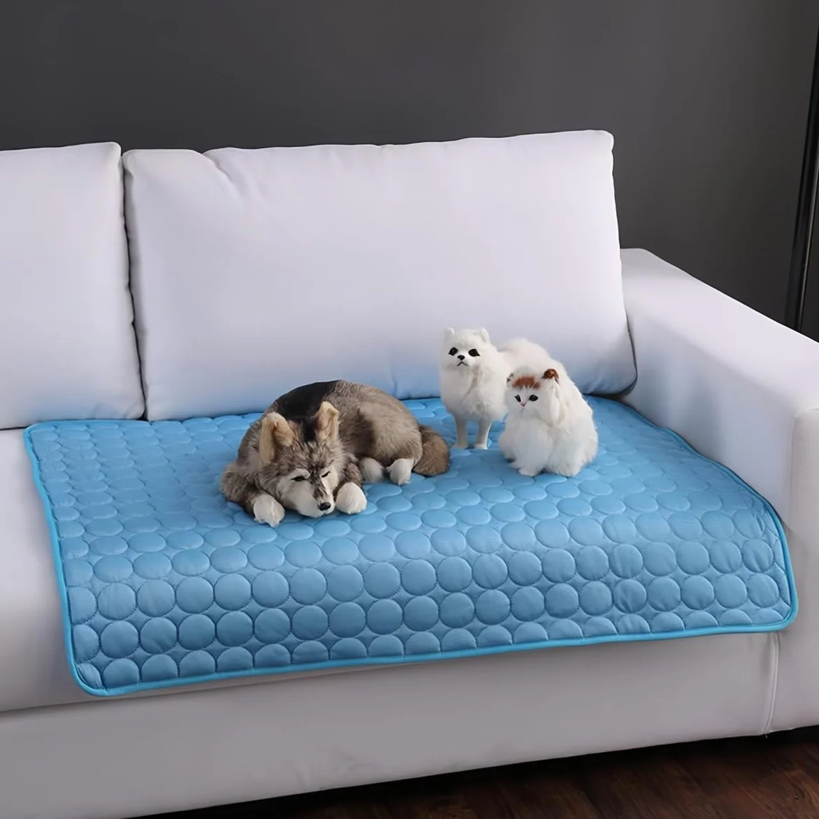 Tapis Rafraichissant Chien Portable, Tapis Rafraîchissant Animaux de Compagnie Lavable, Tapis Chat Auto-Refroidissant pour l'été(Bleu,30x40cm)