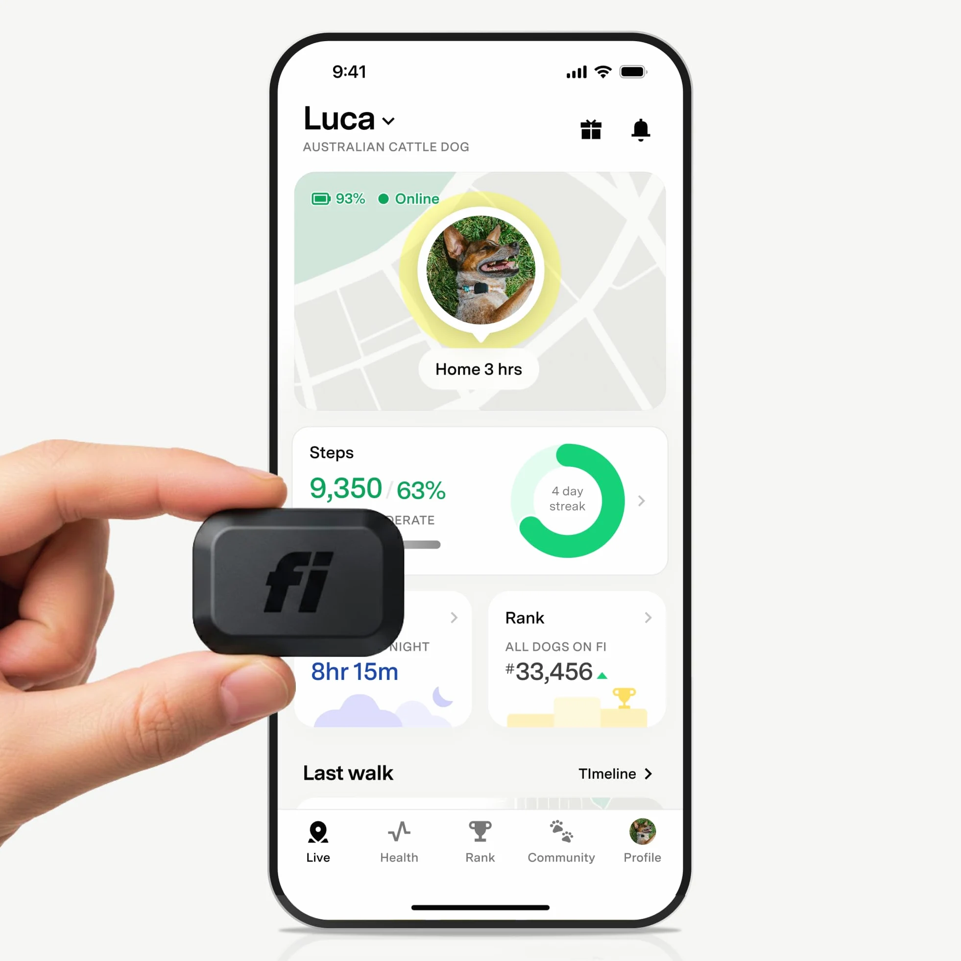 Fi Mini traceur GPS pour chiens, chats, petits animaux de compagnie – Collier universel, léger, clôtures virtuelles, alertes d'évasion, suivi de pas et de santé, étanche – 12 mois d'abonnement inclus