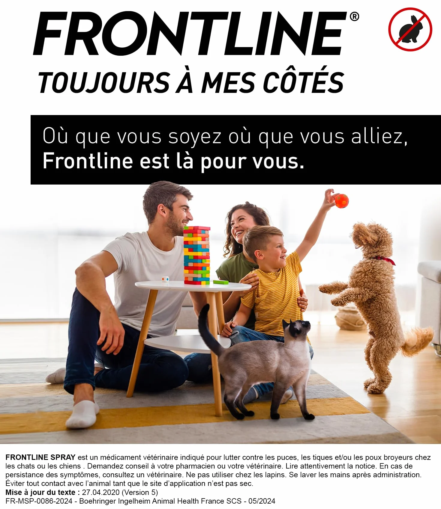 FRONTLINE Spray pompe 250 ml Antiparasitaire Chien Chat Anti-puces Anti-Tiques