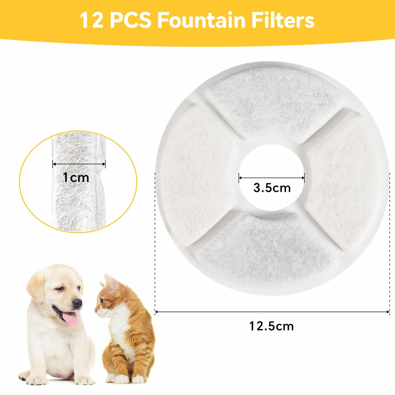KOMABLEN Lot de 12 Filtre Fontaine Eau Chat avec Résine et Charbon Actif, Quadruple Filtration Remplacement