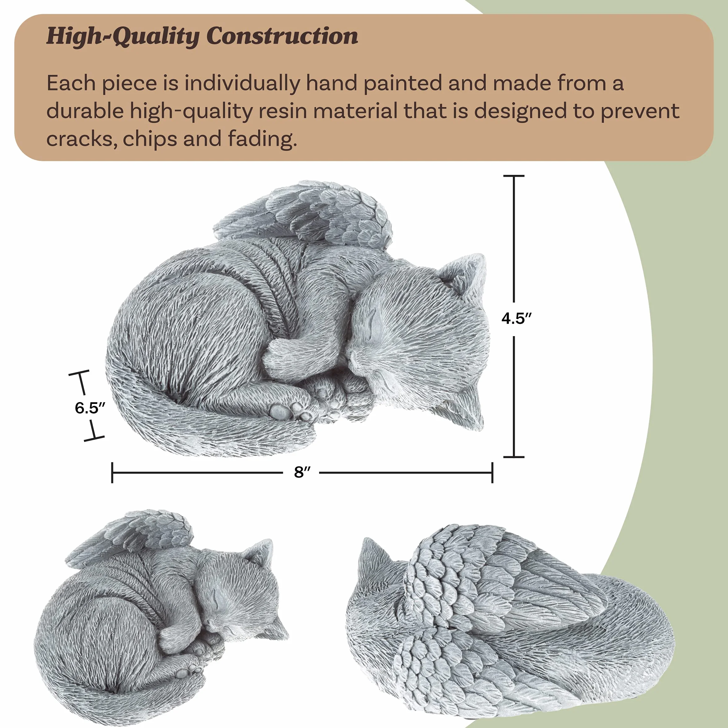 Pure Garden Statue commémorative Ange endormi Chat pour Animal Domestique