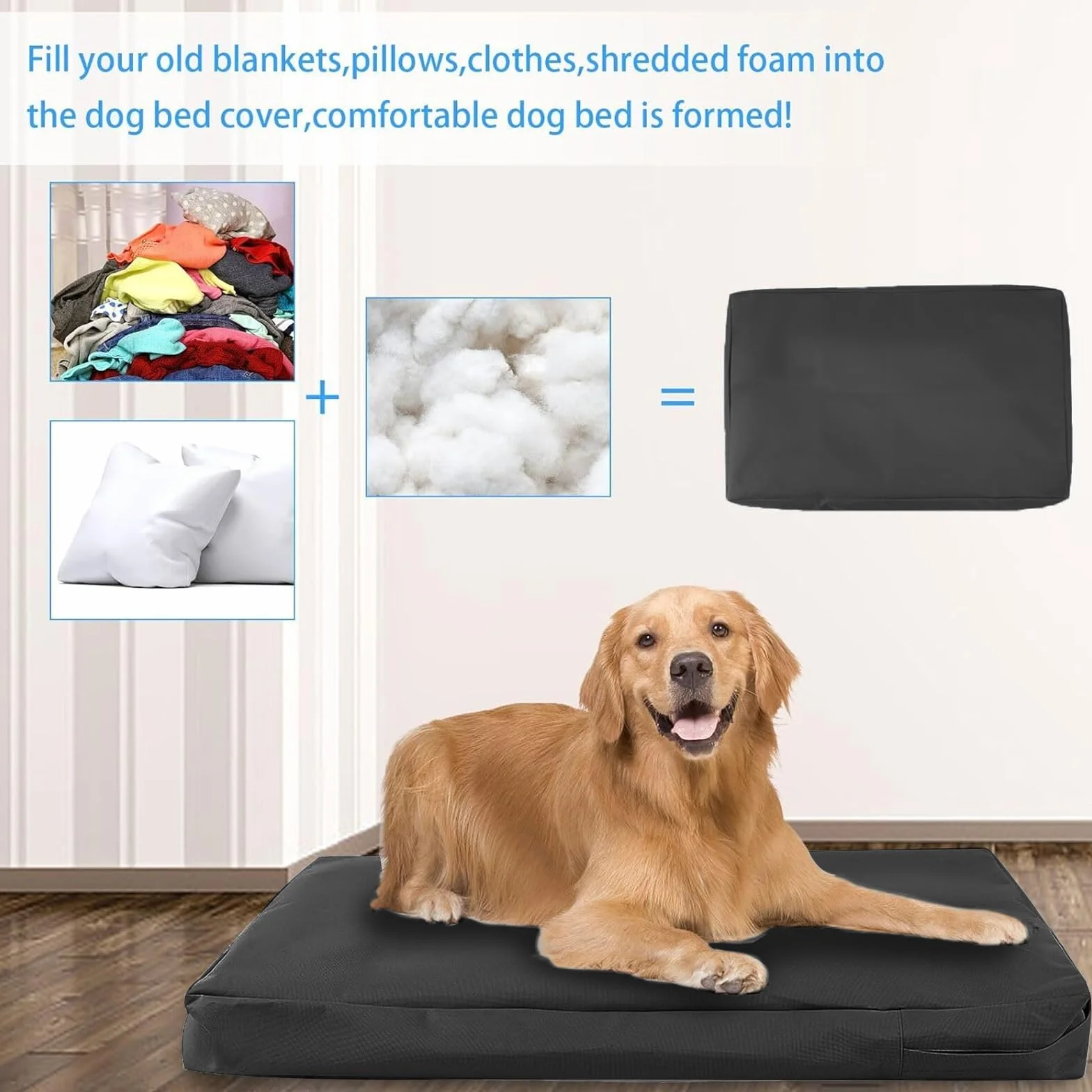 Housse de lit pour chien imperméable lavable amovible avec fermetures éclair