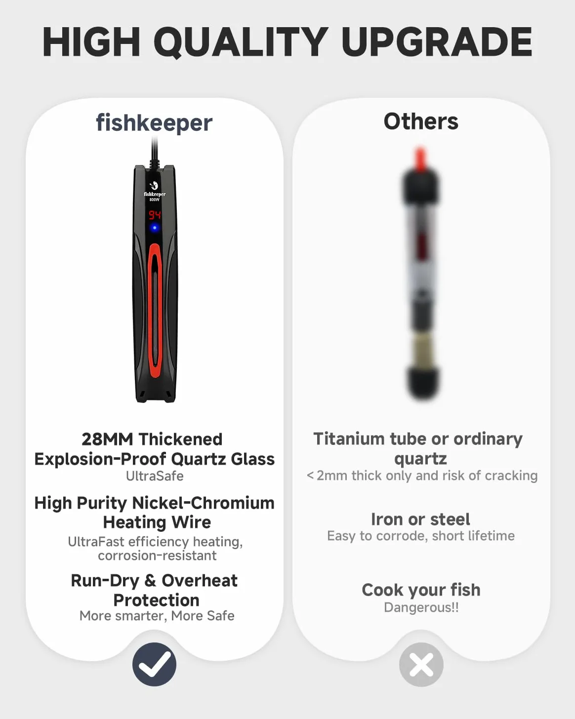 fishkeeper Chauffage submersible intelligent pour aquarium 800 W