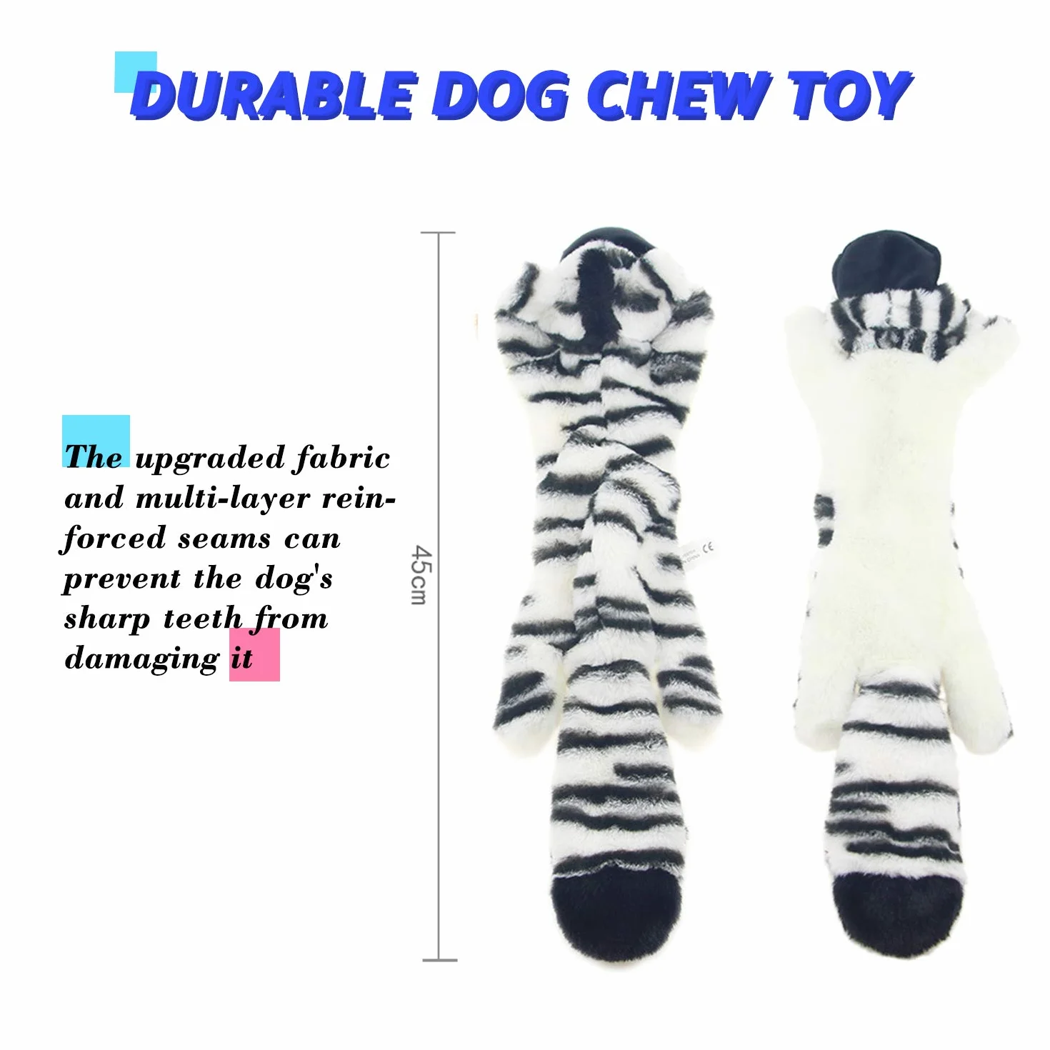 Hotype Lot de 2 Jouets Sonores en Peluche pour Chiens, Non Farcis, Sécuritaires à Mâcher, Cerf et Zèbre