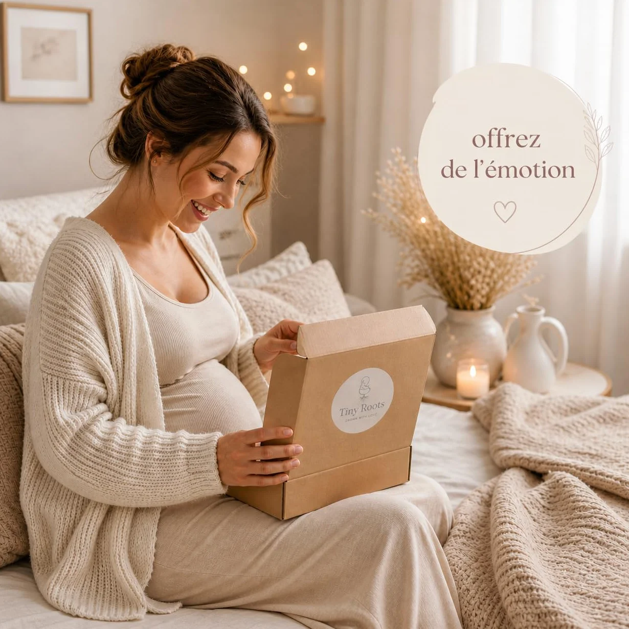 Tiny Roots Coffret Naissance Original Graines à Semer Kit Cadeau Bébé Complet Beige