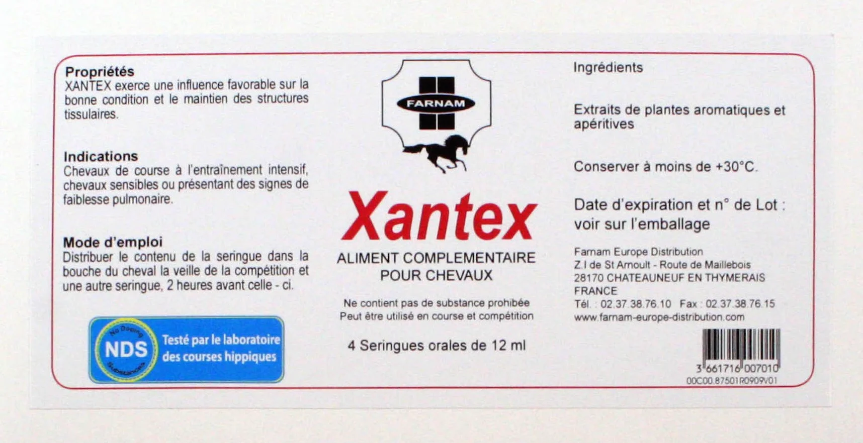 XANTEX Entretien des voies respiratoires du cheval de sport 12 ml x 4