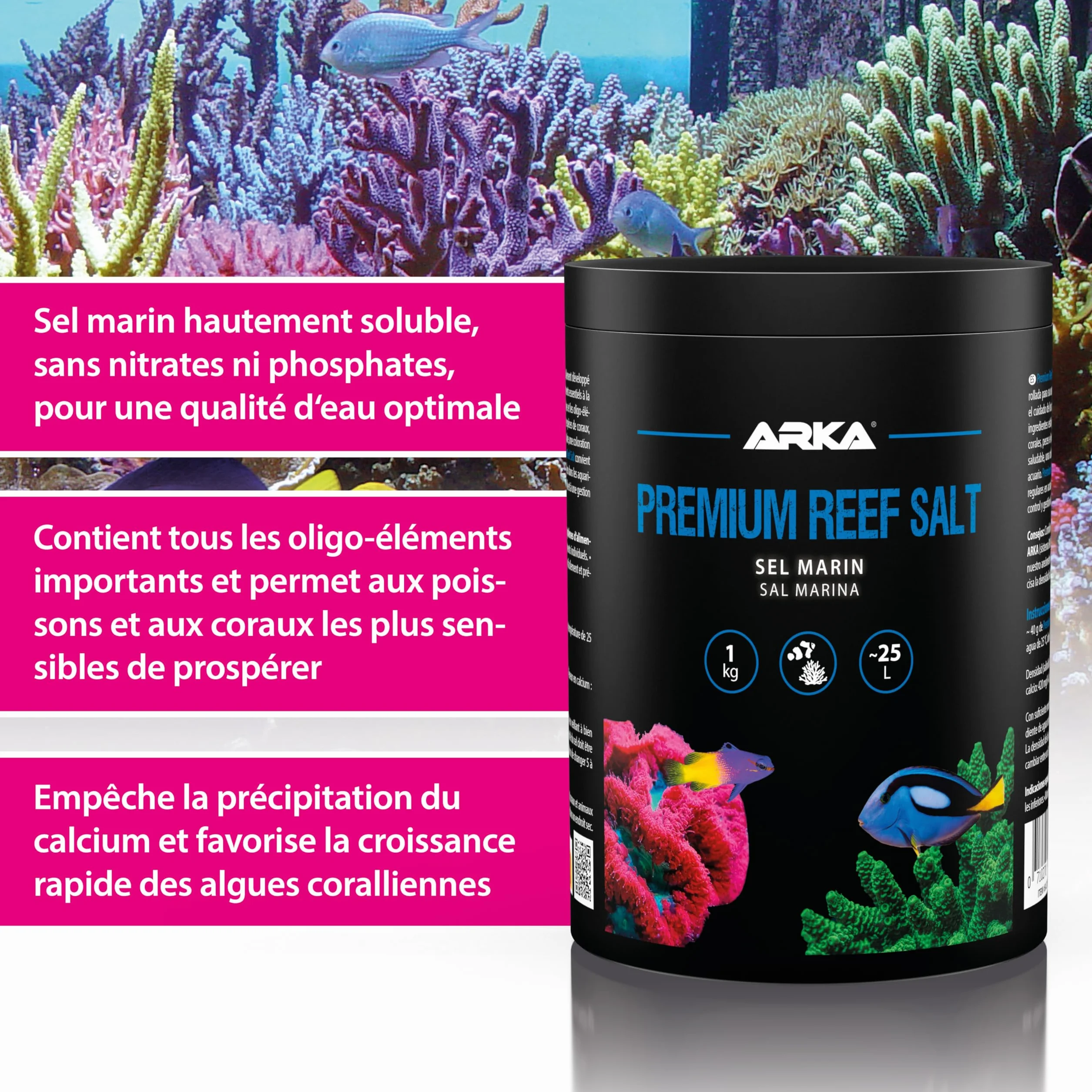 ARKA Premium Reef Salt 1 kg - Sel Marin Aquarium Récifal pour Nano Aquariums SPS LPS