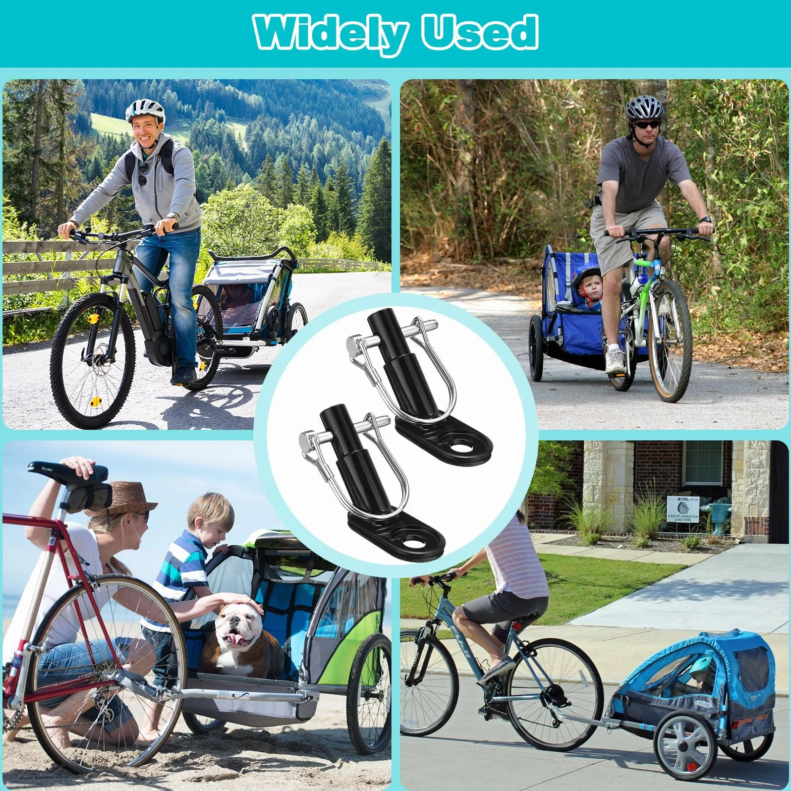 Attache Remorque Vélo Universelle Métal avec Goupille de Sécurité pour Bicycle Enfant et Chien