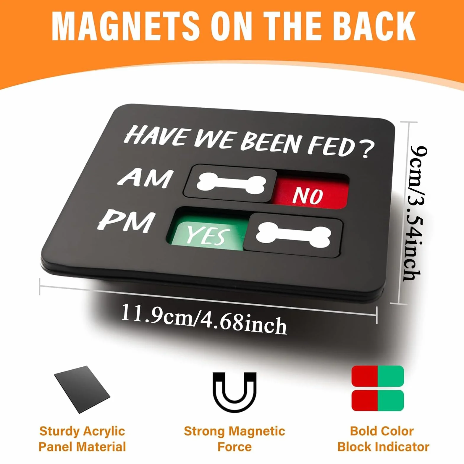 Panneau magnétique transparent pour chien "Have We Been Fed" indicateur coulissant prévention suralimentation AM PM pour réfrigérateur