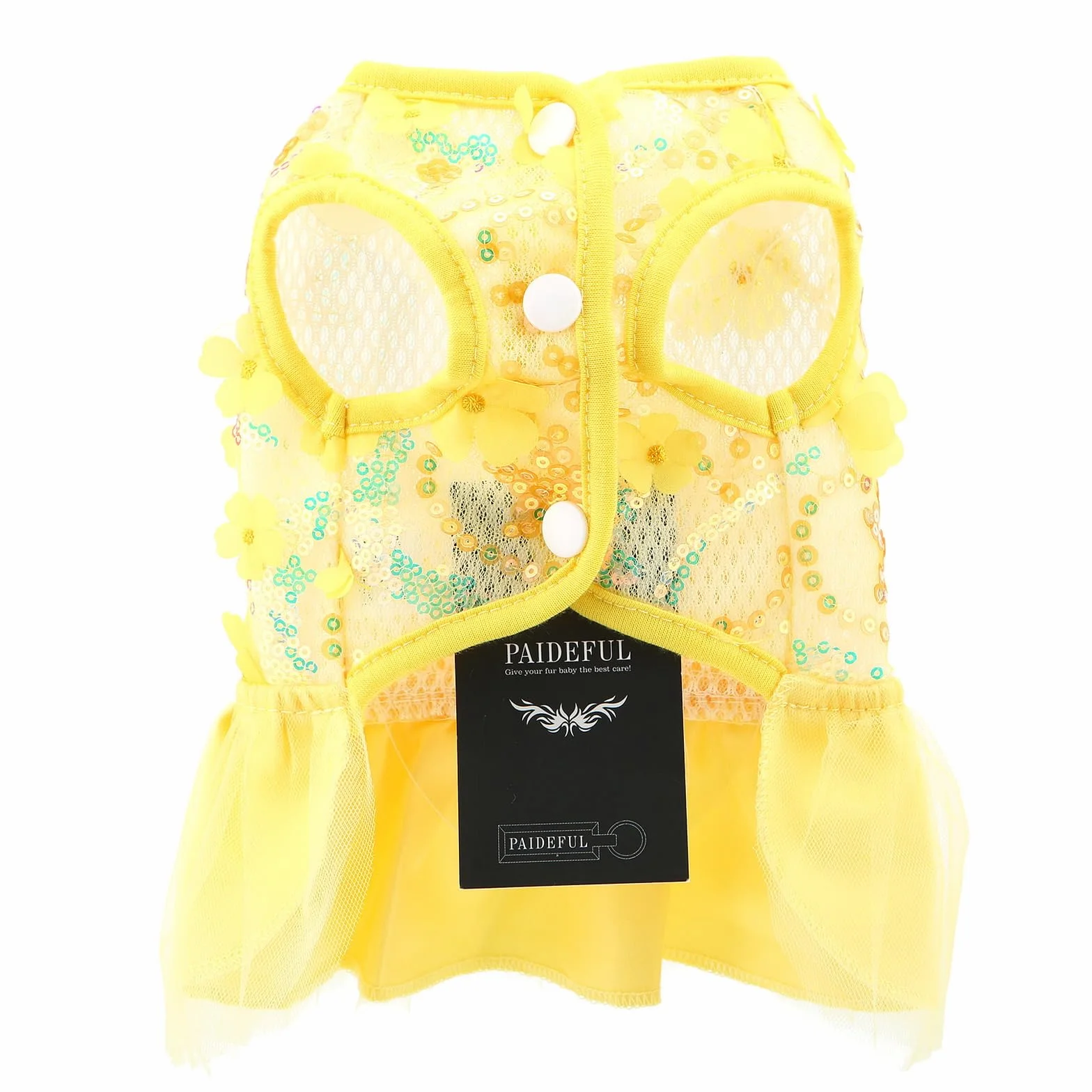Robe tutu princesse avec nœud jupe maille paillettes chihuahua taille XL jaune