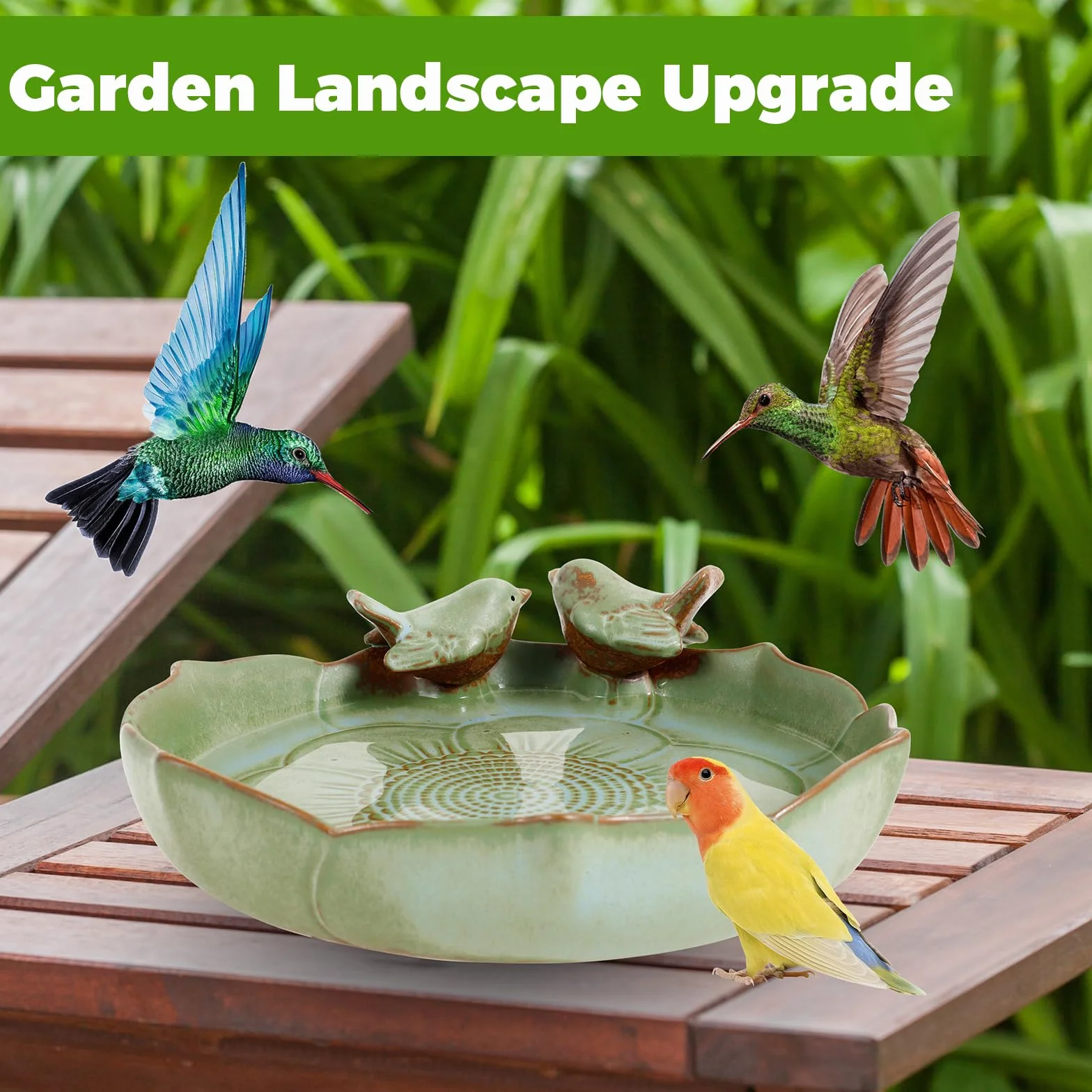 Bain pour Oiseaux en Céramique Émaillée 24 cm Résistant au Gel