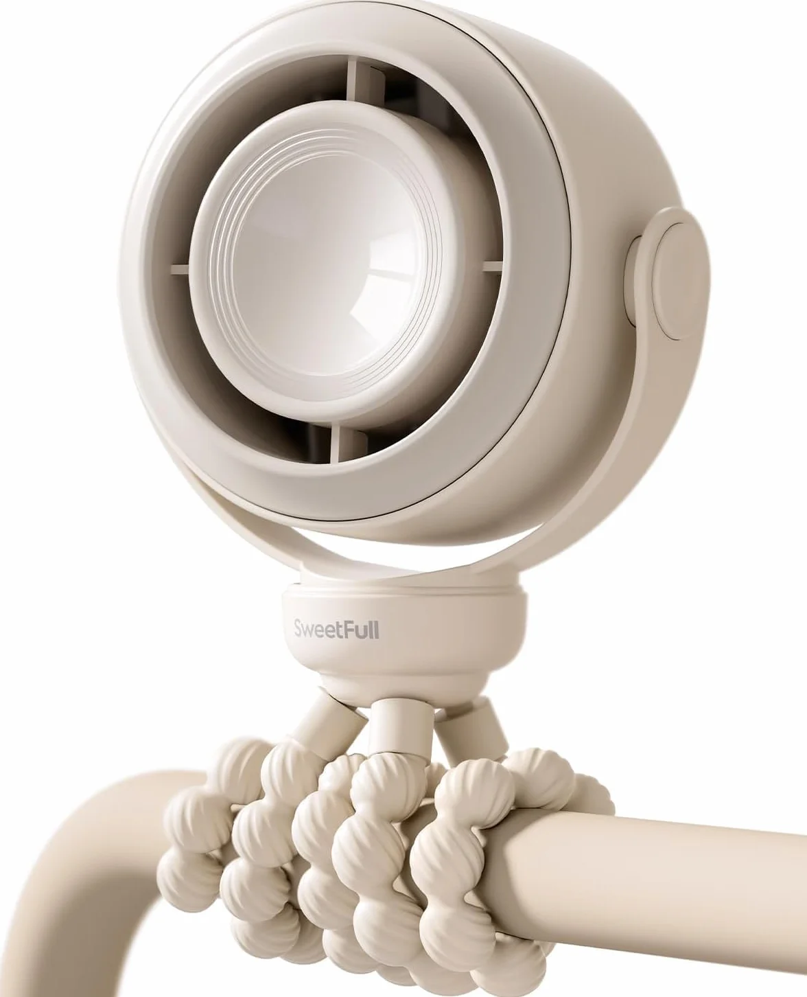 SWEETFULL Ventilateur Poussette Portable, Mini Bebe Ventilateur, Batterie 10 Heures, Rotation 360° Détachable, 5 Vitesses, Rechargeable USB