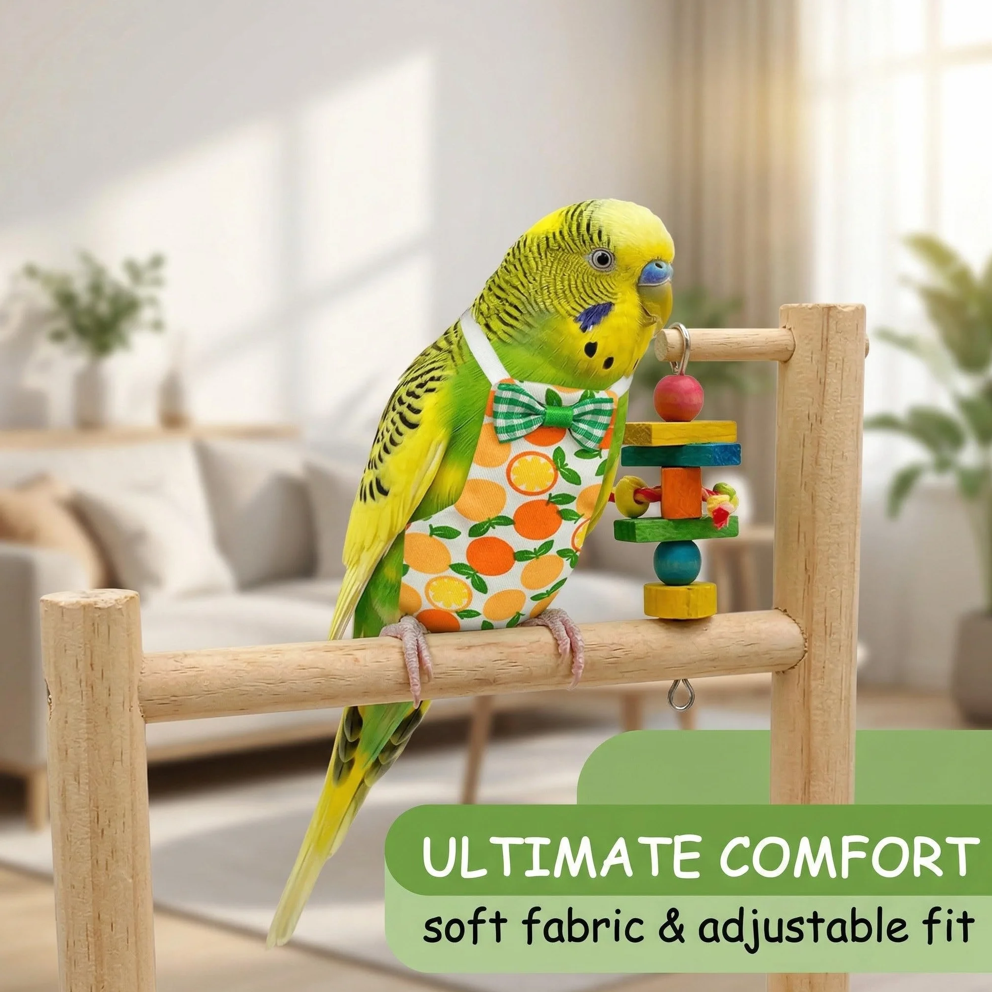 Couches-culottes réutilisables pour perroquets et pigeons, Ensemble de 2, ajustables, doux (vert, orange)