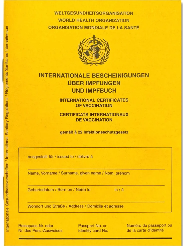 Carnet de Vaccination Jaune Passeport Vaccinal International OMS Édition 2021 avec Page Covid-19
