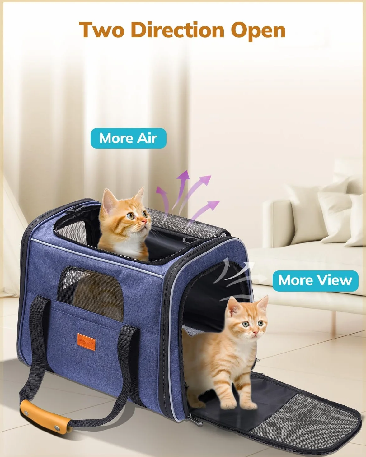 Morpilot Boîte de Transport pour Chat et Chien jusqu'à 7 kg Pliable avec Fermetures éclair de Sécurité
