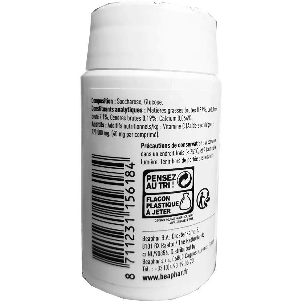 Beaphar – Comprimés de Vitamine C pour Cochon d'Inde – Goût Orange – Apporte vitalité et Bien-être – Répond aux Besoins des cochons d’Inde en Vitamine C – Bonne santé – 100 pièces