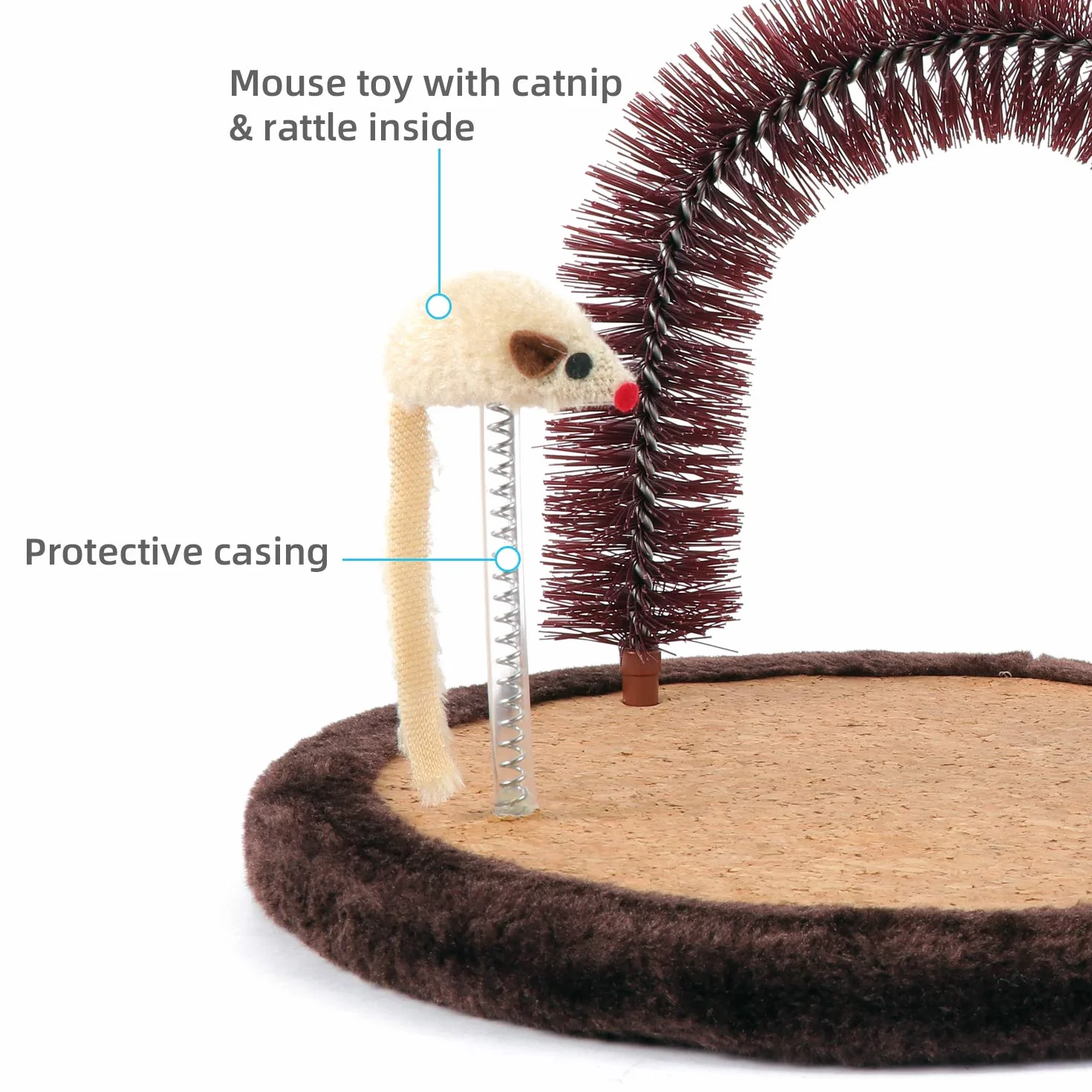 Happi N Pets Brosse à Poils pour Chat avec Grattoir Robuste et Herbe à Chat