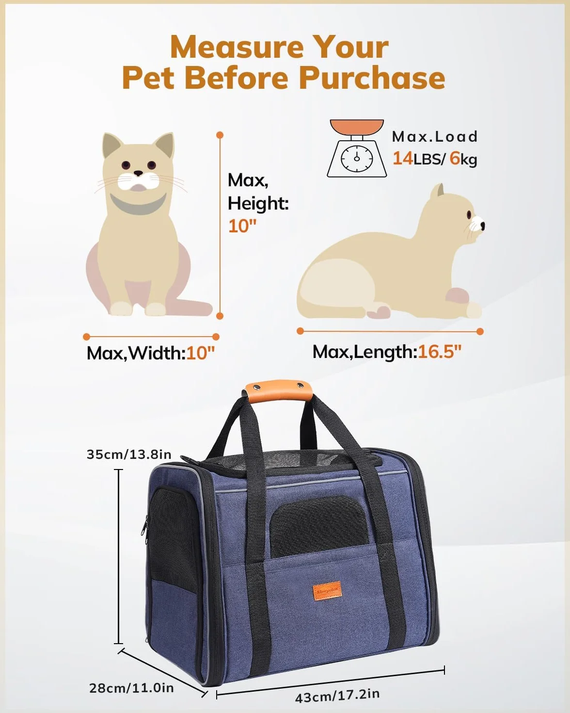 Morpilot Boîte de Transport pour Chat et Chien jusqu'à 7 kg Pliable avec Fermetures éclair de Sécurité
