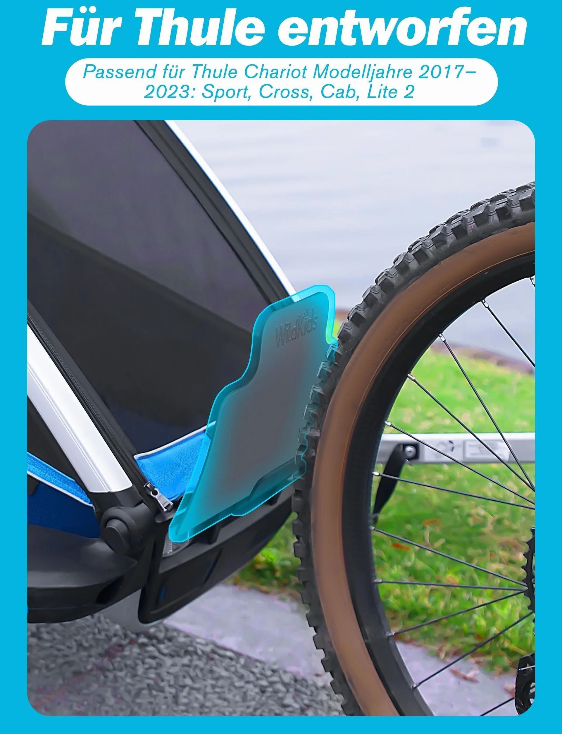 WildKids Garde-boue réglable pour remorque vélo Thule Chariot 2017-2023 Sport Cross Cab Lite