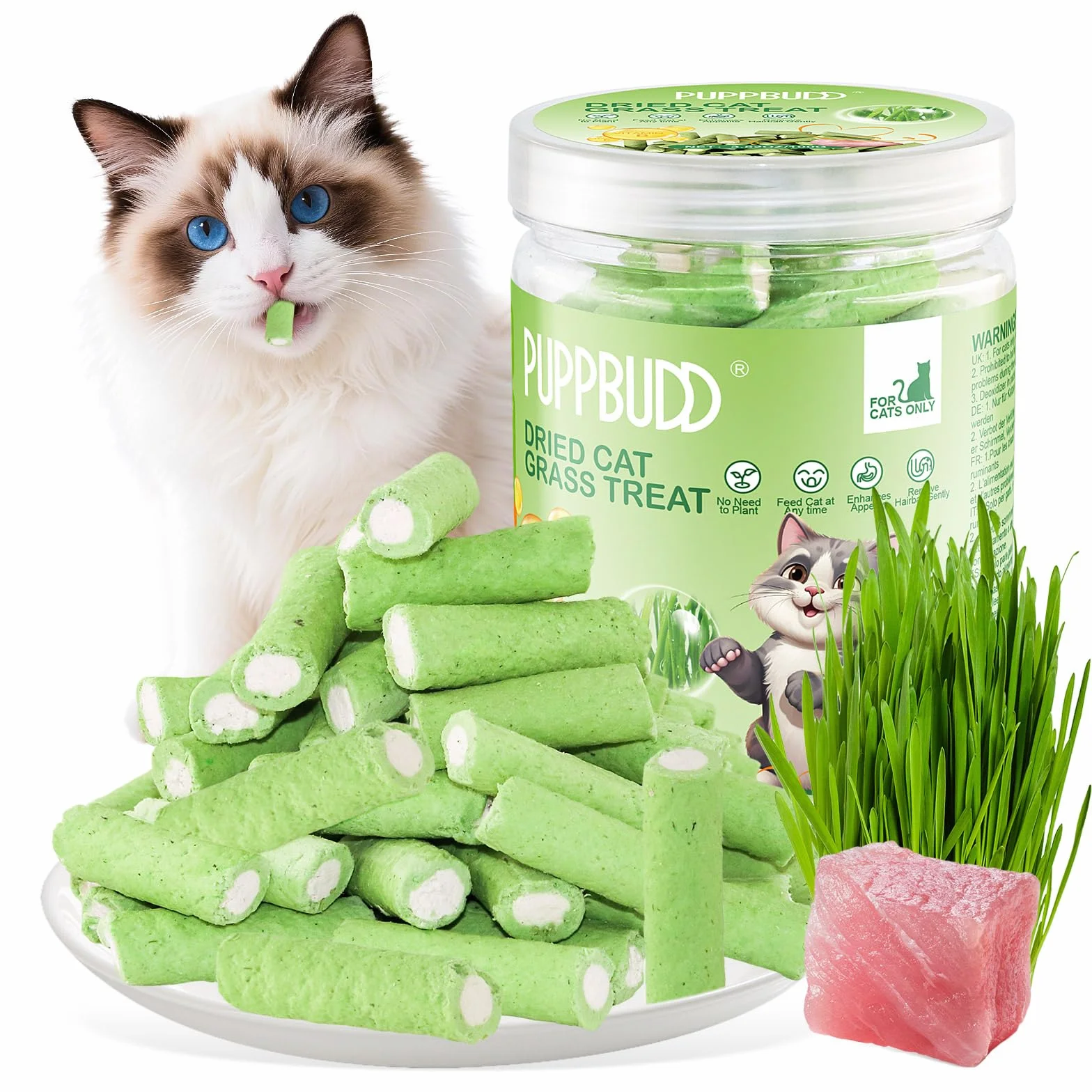 Bâton de Dentition d'Herbe de Chat au Poulet, Friandises Lyophilisées pour Chats