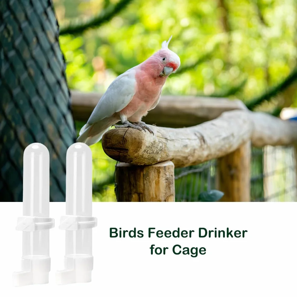 Abreuvoir Oiseaux Automatique 2 Pièces 120 ML Distributeur d'Eau et Aliments pour Perroquets Perruches Calopsittes