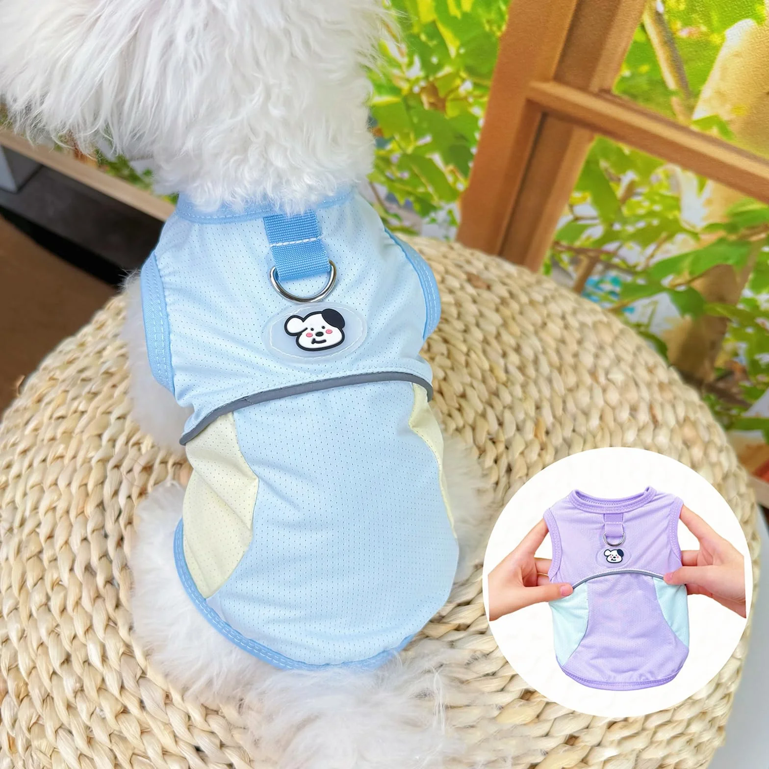 Gilet Rafraichissant Chien, Manteau Rafraichissant pour Chien, Vetement pour Chiens, Taille Petits et Moyens Violet Bleu