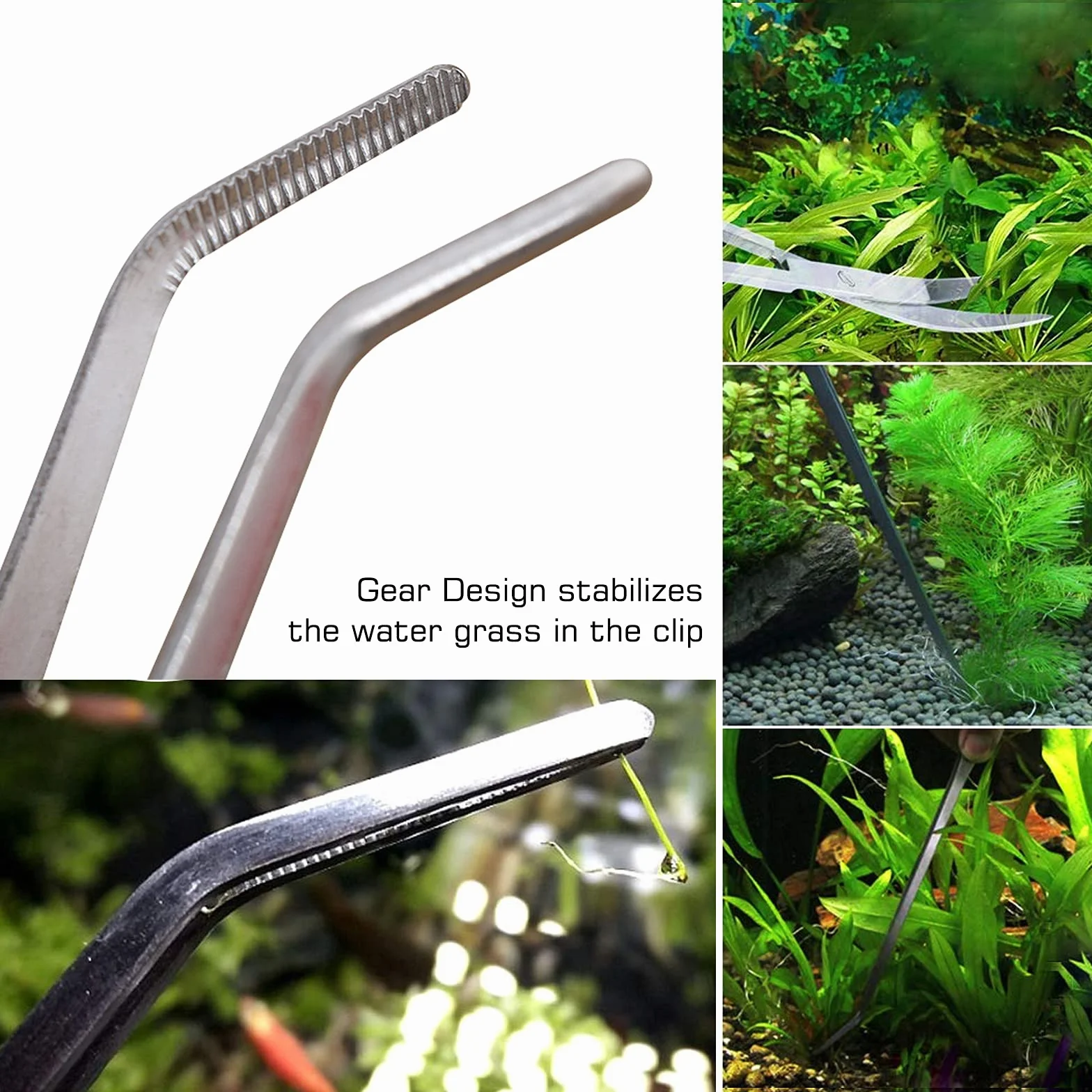 Ensemble d'outils d'aquarium 4 en 1 pinces longues ciseaux spatule kit de nettoyage et de démarrage pour plantes aquatiques argent