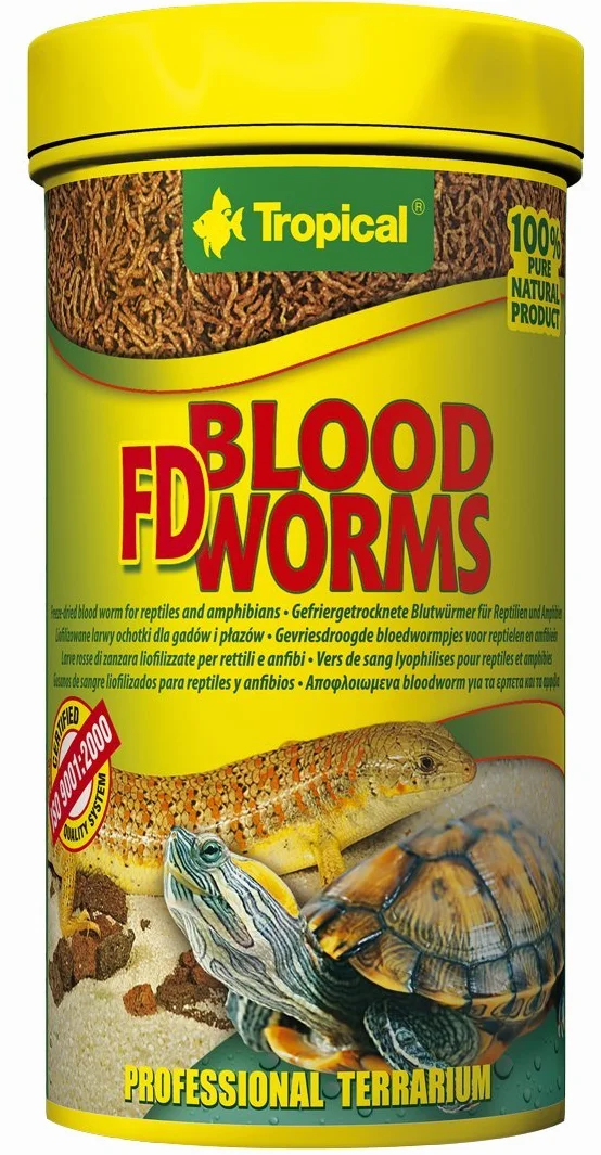Tropical FD Blood Worms 250ml Nourriture Reptiles Amphibiens