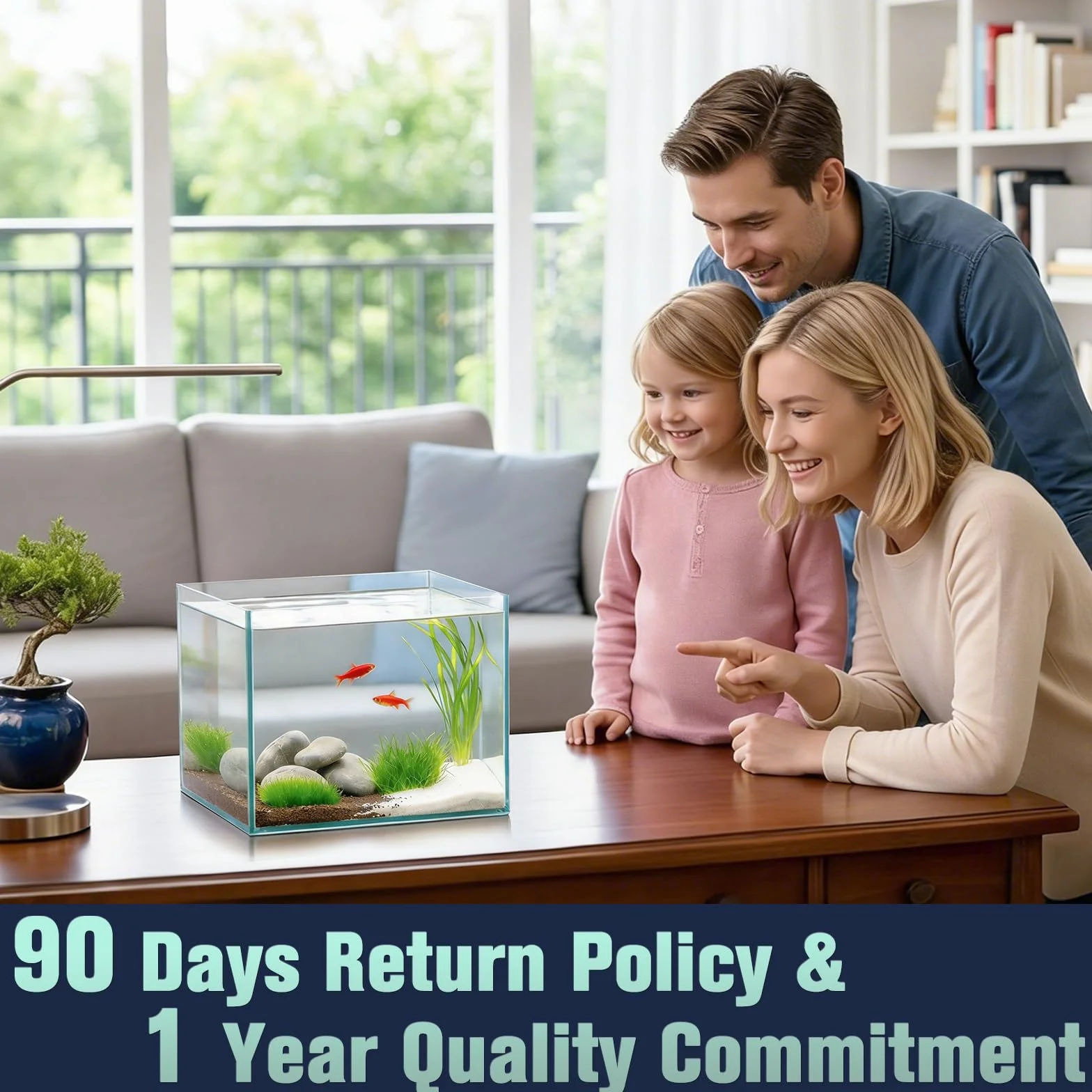 LAQUAL 3.8L Aquarium Set mit Fischnetz Wasserwechsel-Schlauch & Reinigungstüchern