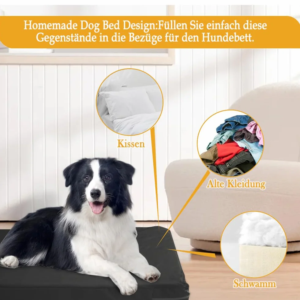 Housse de lit pour chien imperméable lavable amovible avec fermeture éclair noir L
