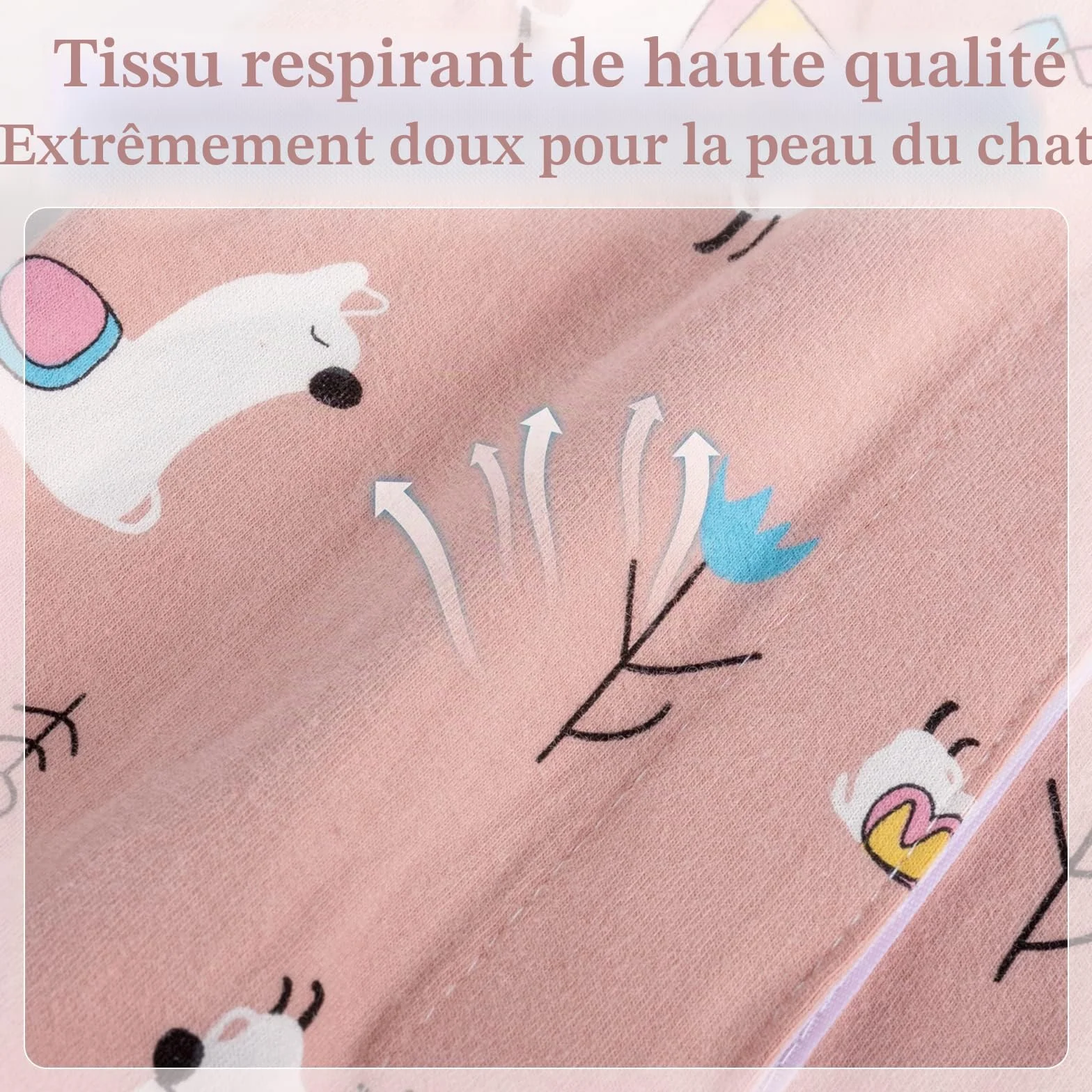 Lot de 2 Combinaison pour Chat Plaies Abdominales, Gilet de Récupération et de Protection Respirant, Idéal Après Chirurgies (Alpaga+Bonbons, M)