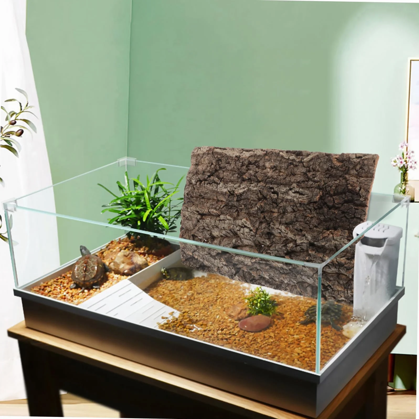 Kisangel Plaque De Décoration Écorce De Liège Naturel pour Terrarium Et Aquarium Arrière-Plan Écorce pour Reptiles Et Poissons Installation Facile Et Esthétique