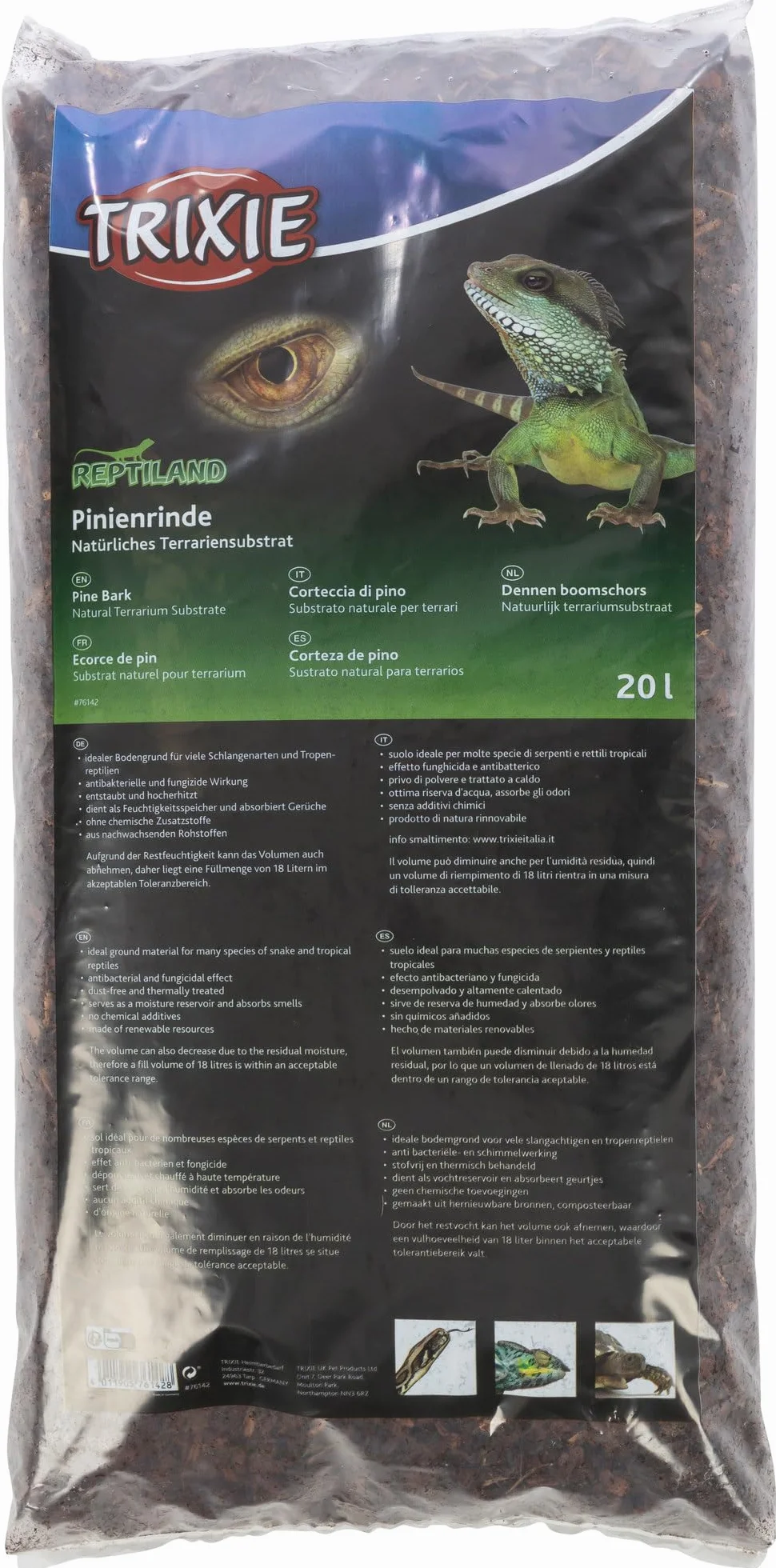 Trixie Copeaux de Pin Substrat Naturel Terrarium 20 L Anti-Bactérien Fongicide