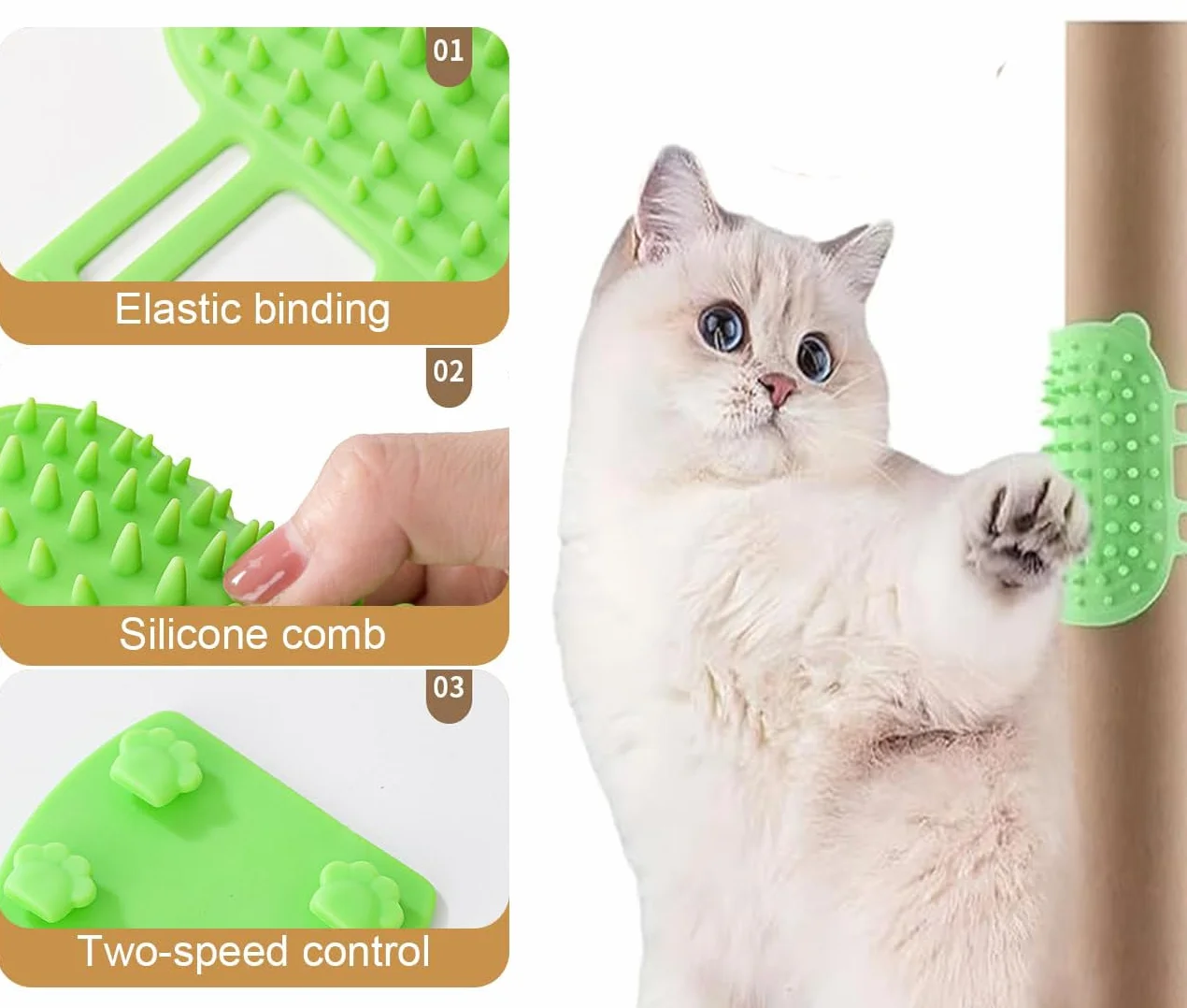 Brosse de Massage Murale Autonettoyante 4 Pcs pour Poil Chat Pieds Table Chaise