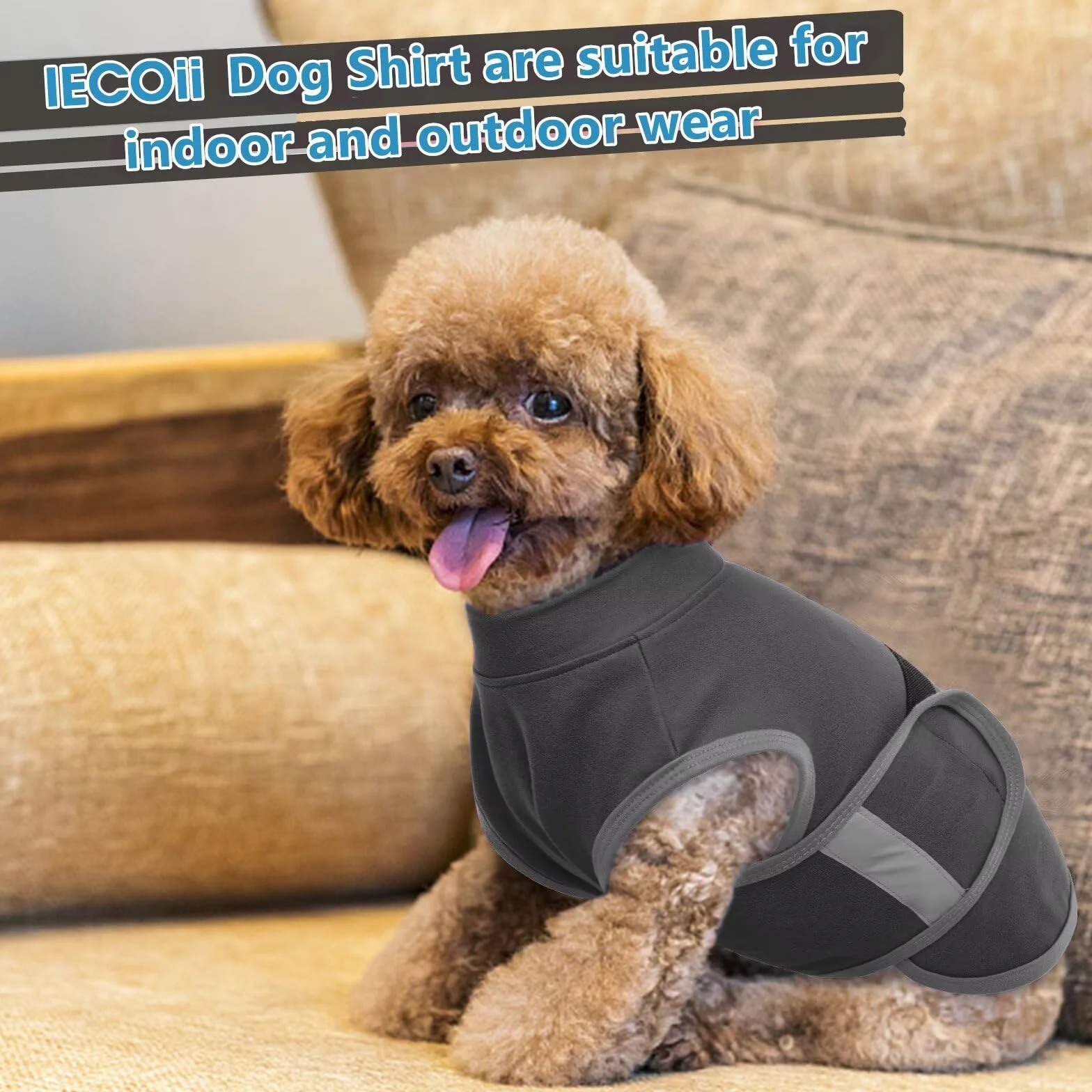 IECOii gilet anti-anxiété pour chiens, veste apaisante légère réfléchissante orages feux d'artifice