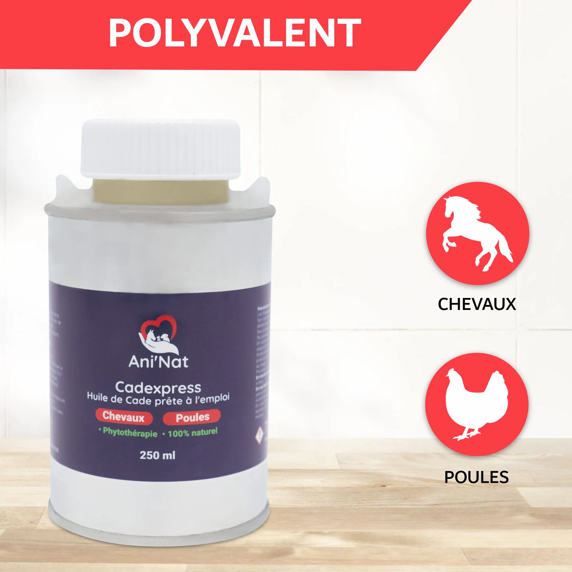 AniNat CADEXPRESS Huile de Cade prête à l'emploi - Soin des Pattes des Poules, Sabots Chevaux - Pot 250ml