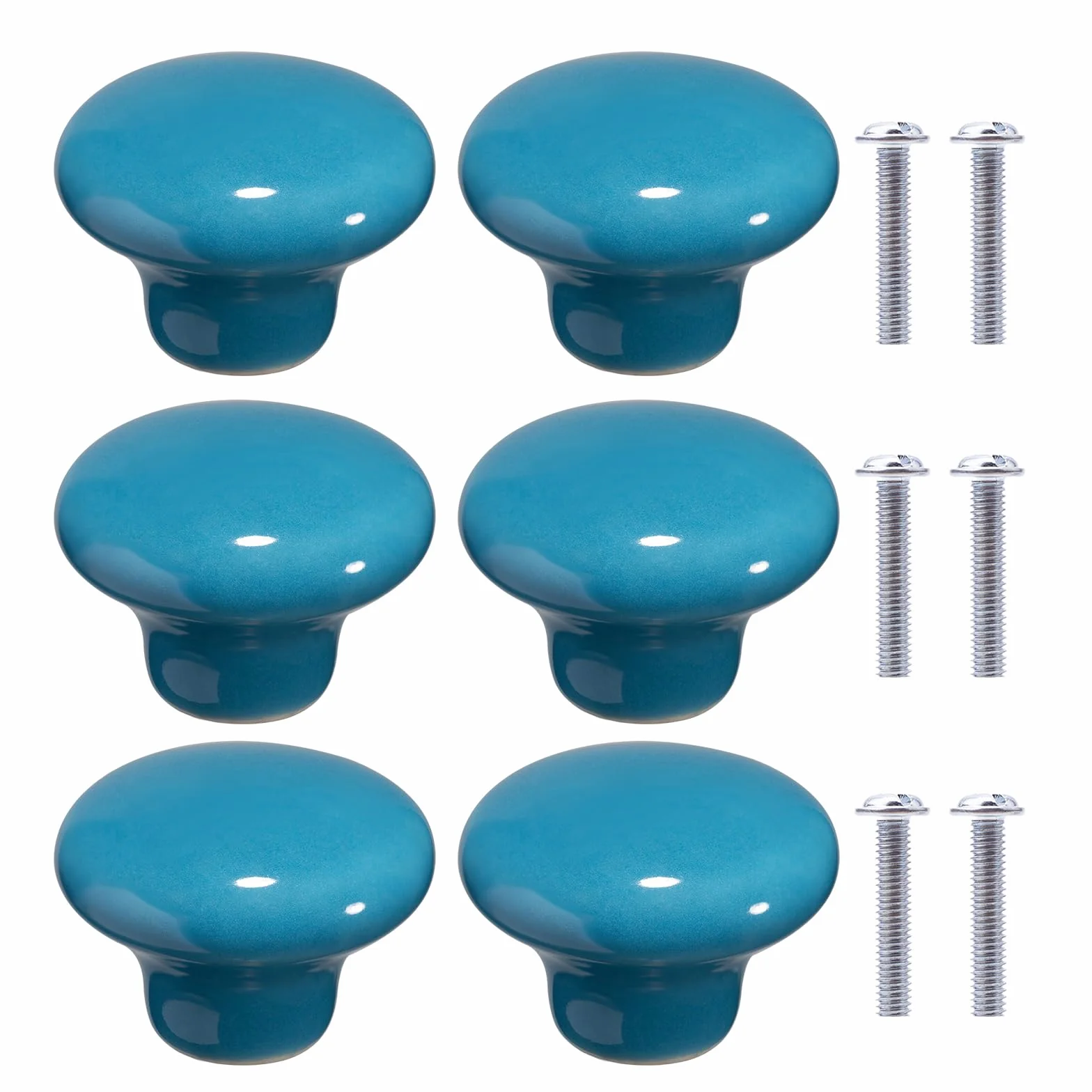 NAKUPENDA 6Pcs Boutons de Meuble en Céramique Poignées pour Armoires de Cuisine (Bleu)