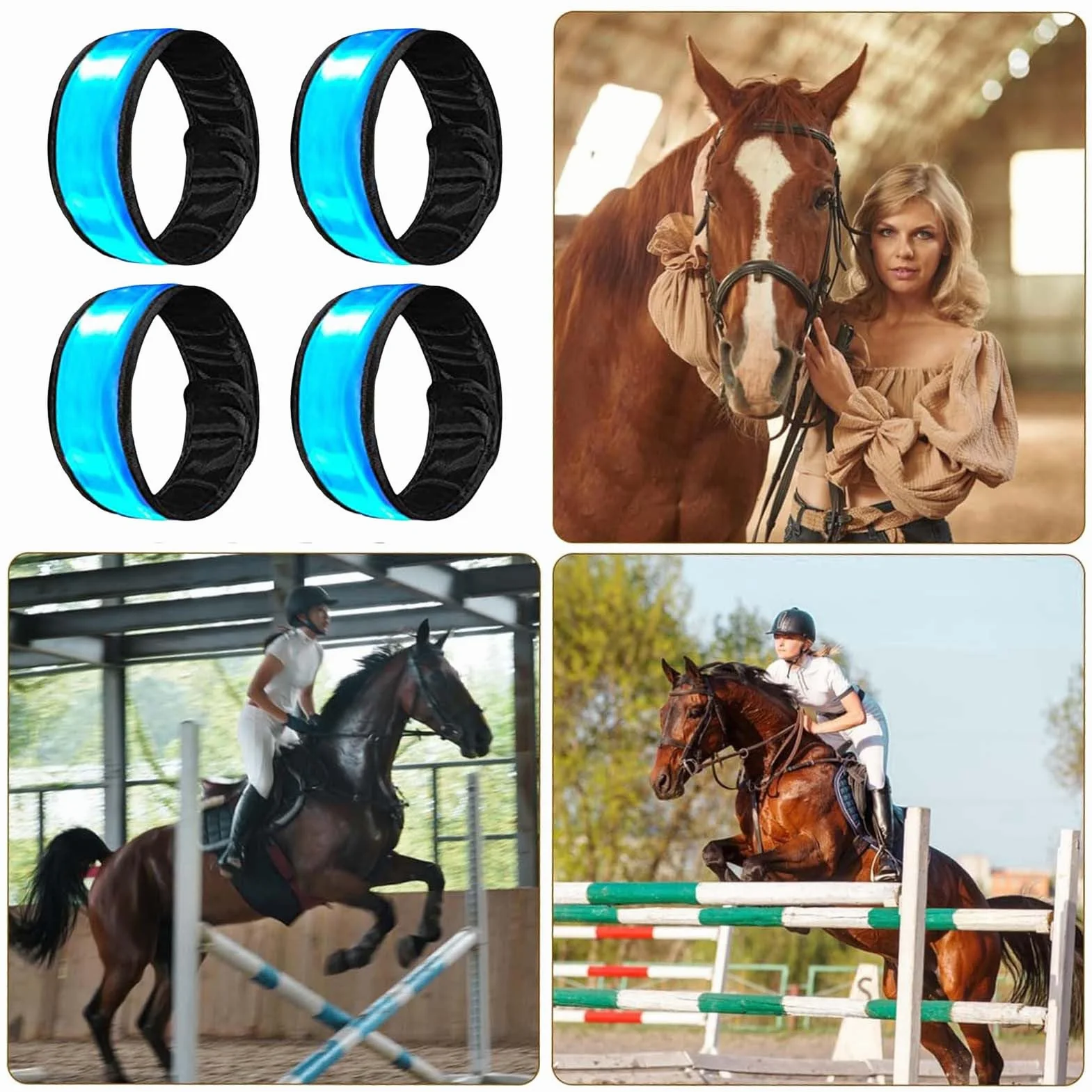 Sangles réfléchissantes pour chevaux – Bandes de cheville LED en nylon durable avec lumière vive, accessoires équestres de sécurité réglable