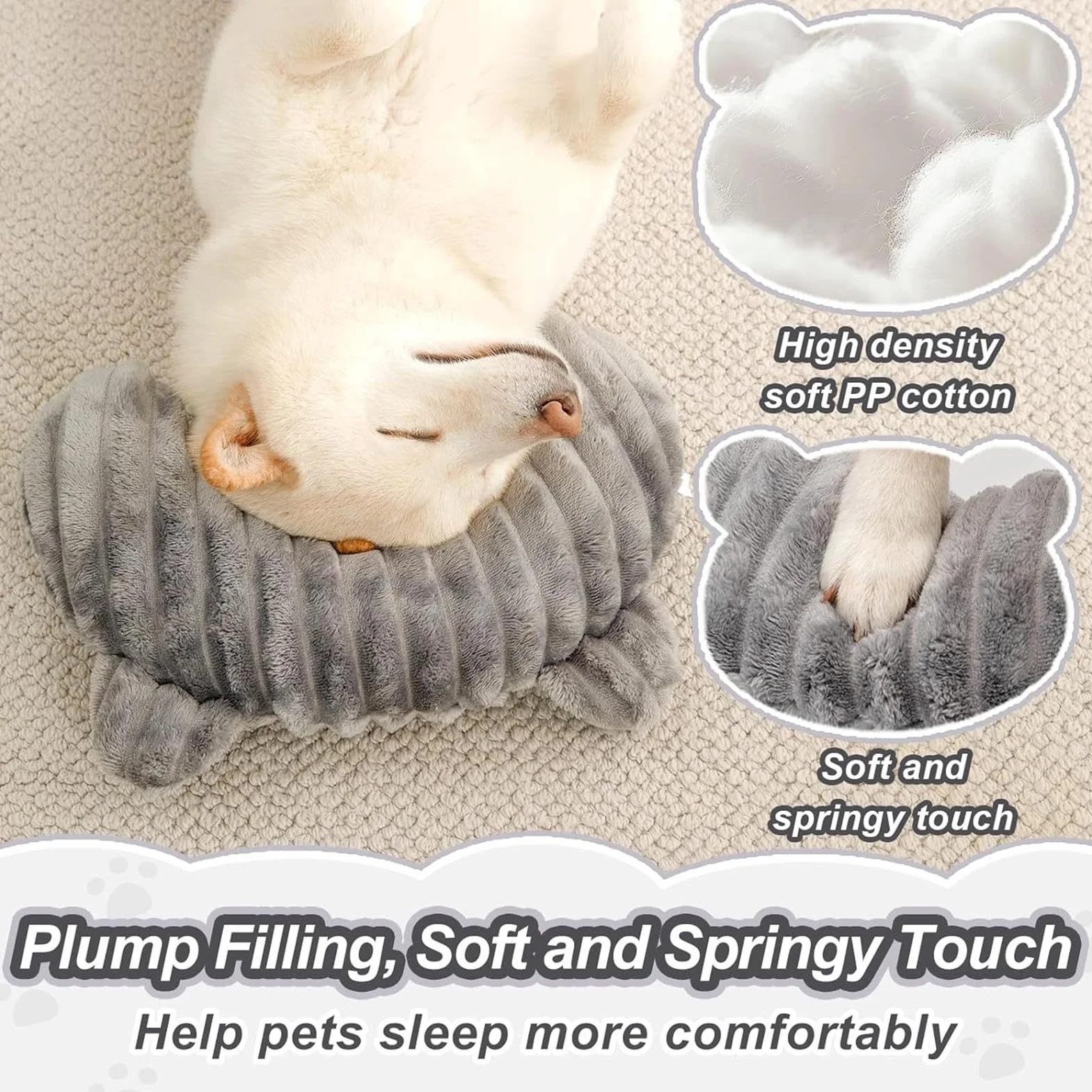 Coussin pour Chien Apaisant Cervical Lavable en Machine Oreiller pour Chat Cage Canapé
