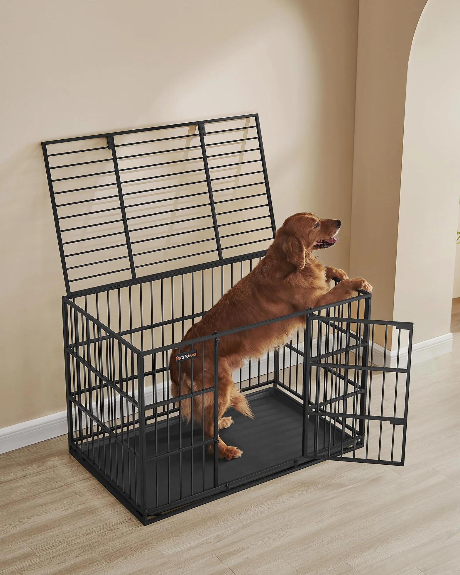 Feandrea Cage pour Chien Ultra-résistante 122 x 75 x 80 cm Noir d'encre PPD006B01