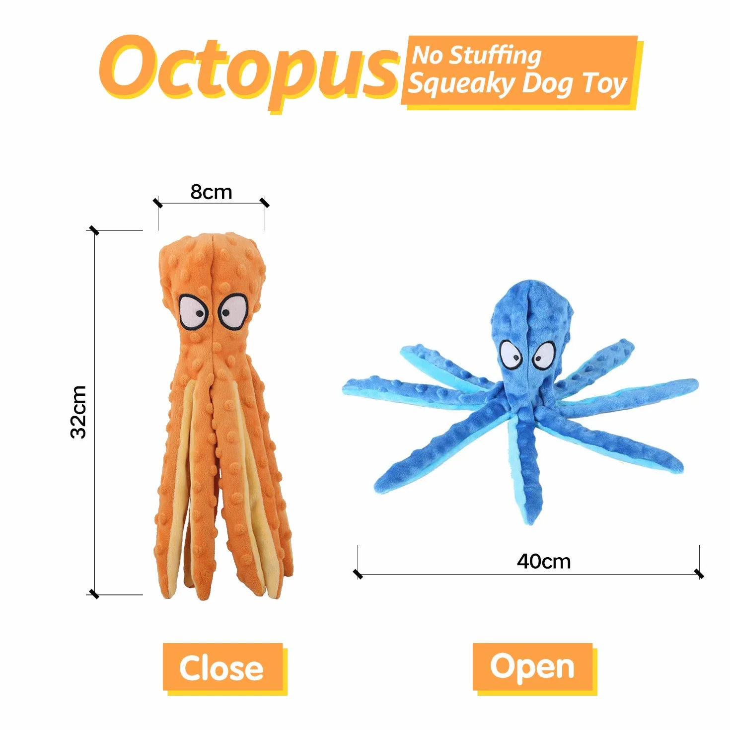 Jouets Sonores en Peluche pour Chiens Hotype, Jouets à Mâcher Non Farcies, Paquet de 2, Poulpe