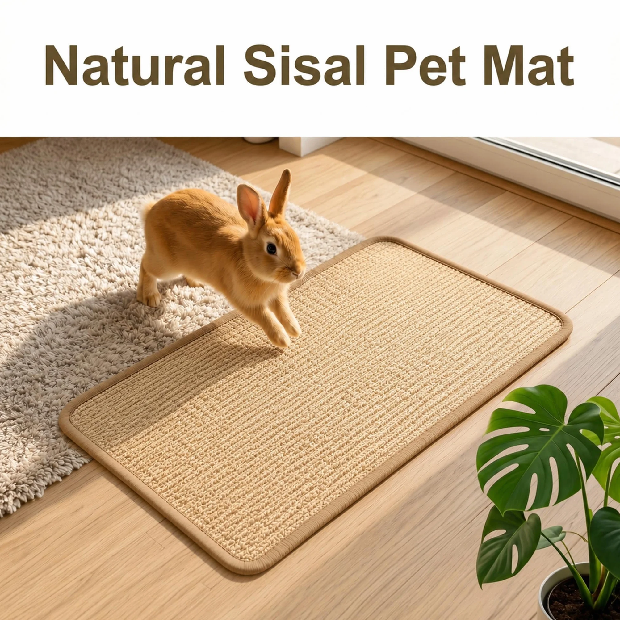 Tapis à Gratter Naturel en Sisal pour Lapin 20x40cm Griffoir Jouets à Mâcher Cage Soin Griffes Dents Dormir Nidifier